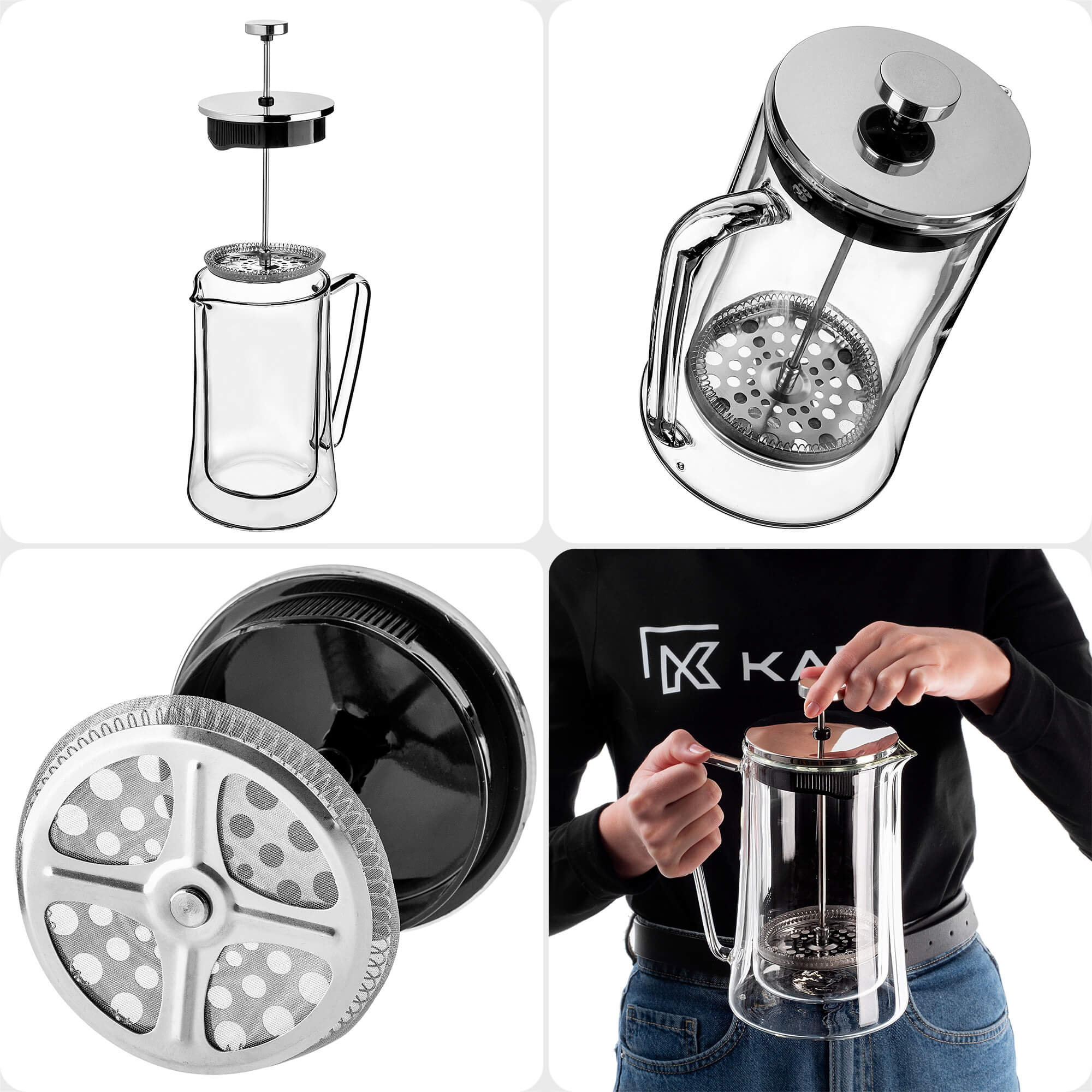 Kawiarka Meduno z podwójną ścianką 1000ml