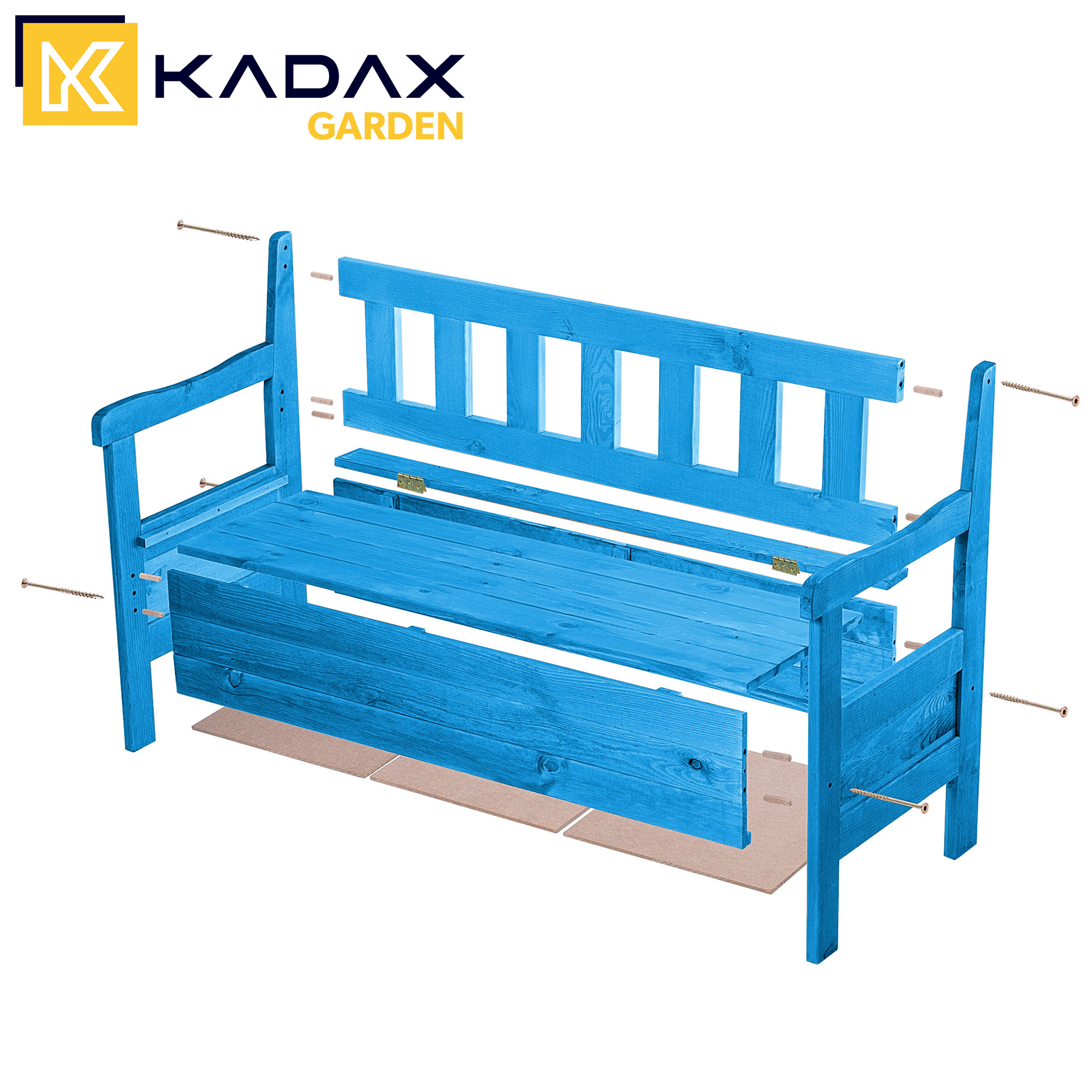 Ławka ogrodowa ze skrzynią Gravet niebieski