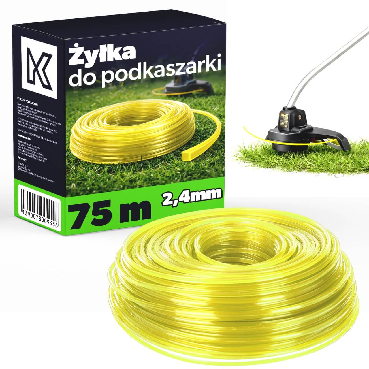 Żyłka do podkaszarki Marnay 75 m x 2.4 mm kwadratowa żółta