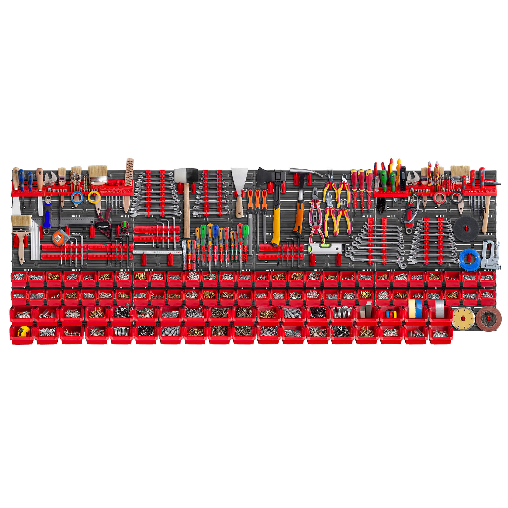 Tablica warsztatowa Lokke 174 elementy 232 x 78 cm, czerwona