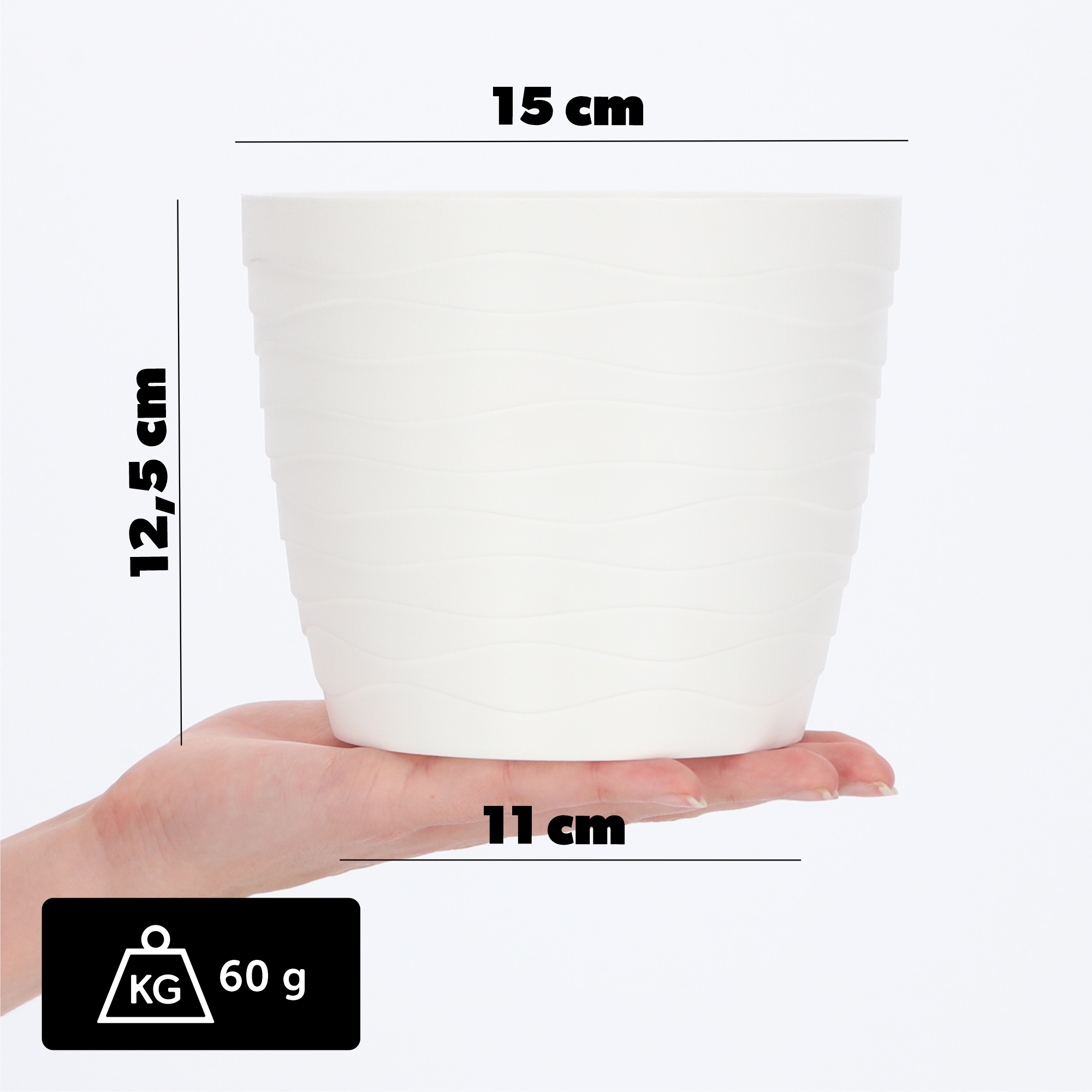 Doniczka okrągła Ufra 15 cm, biała