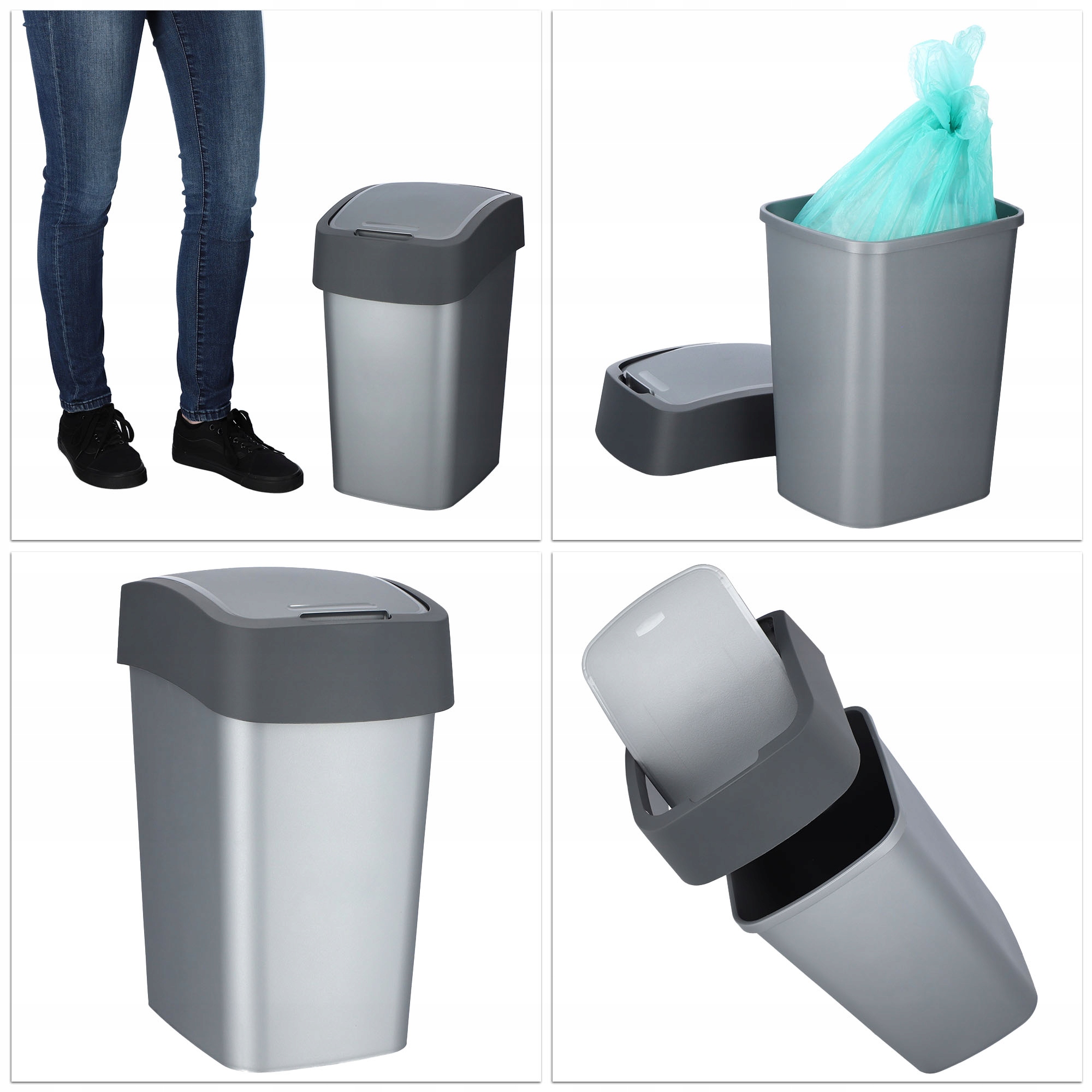 Kosz na śmieci Curver Flip Bin 25L, grafitowy