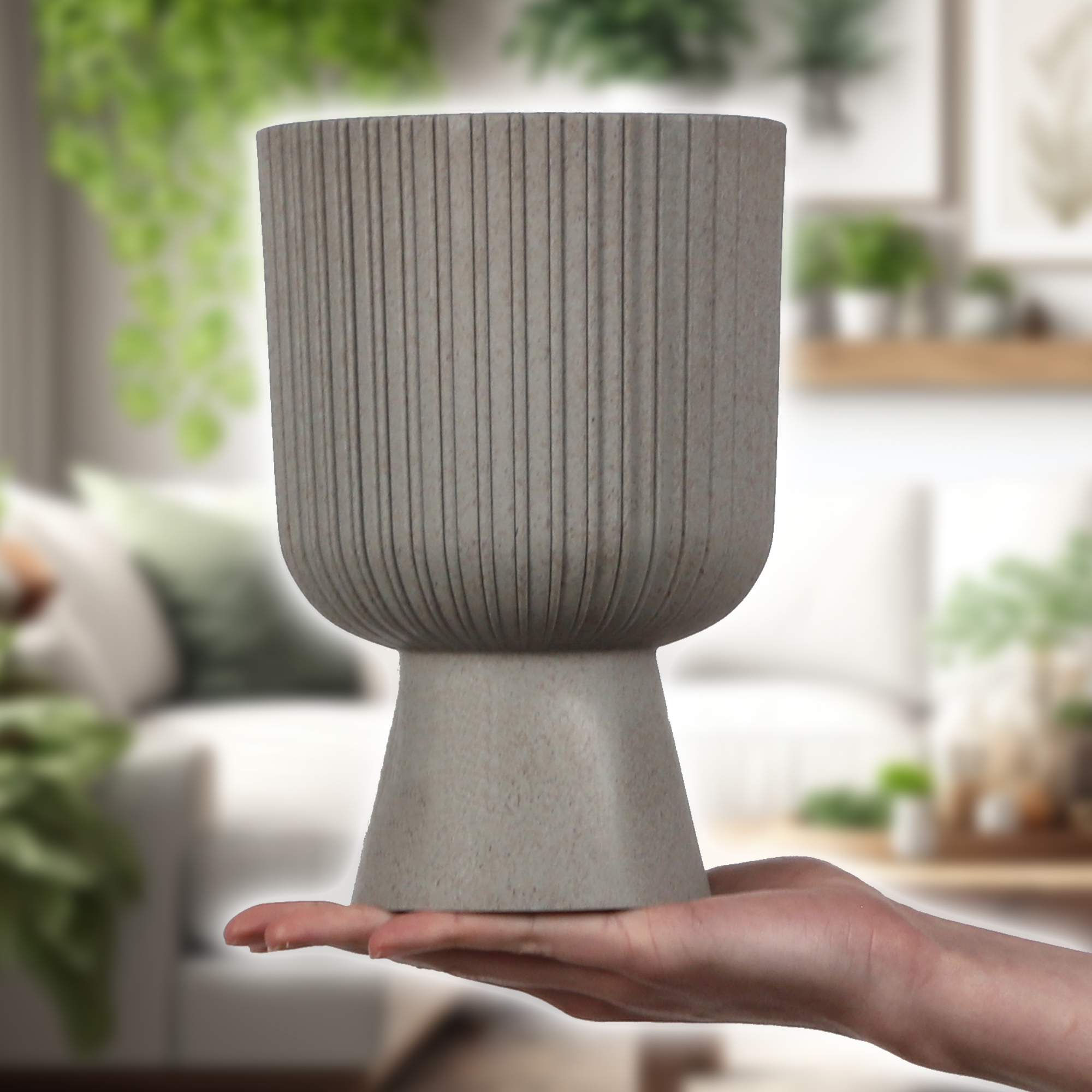 Doniczka na nóżce Golem Eco 14 cm, platyna