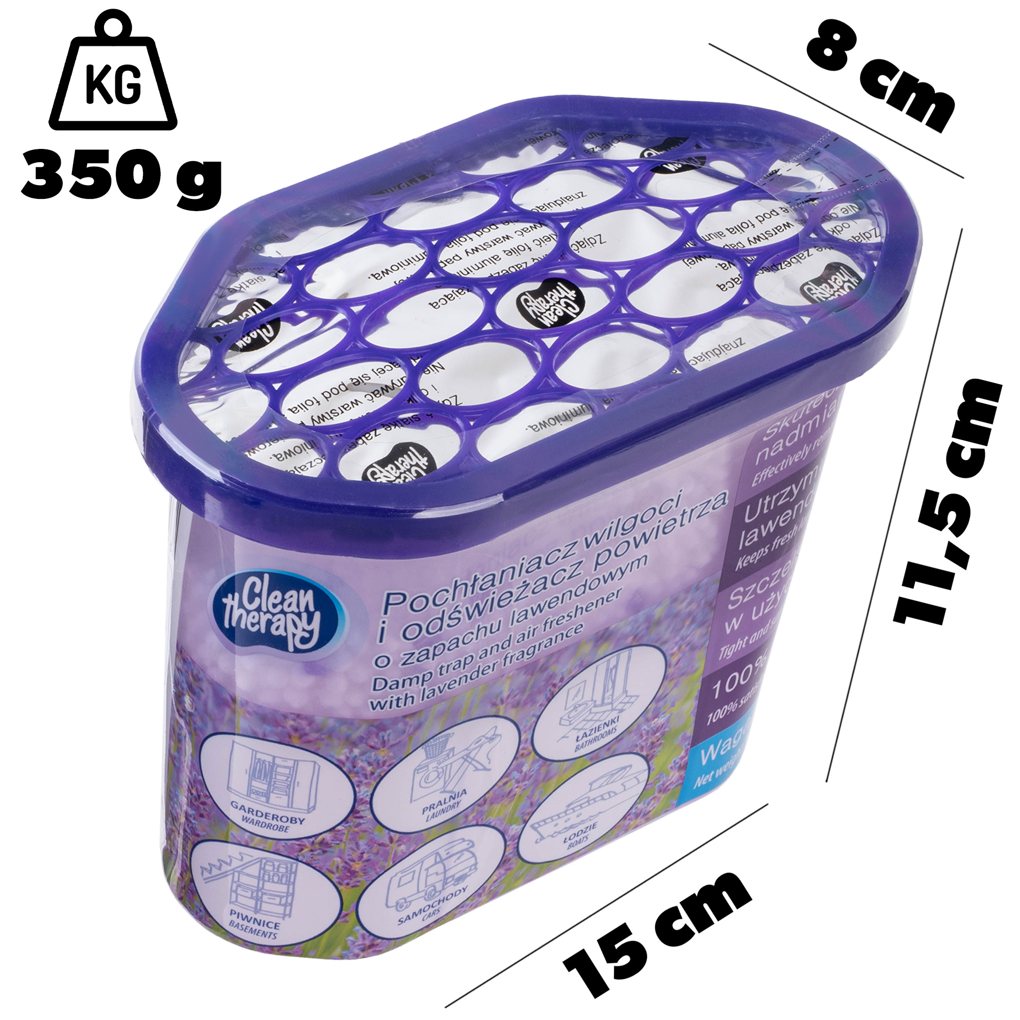 Pochłaniacz wilgoci RAVI lawendowy 300g