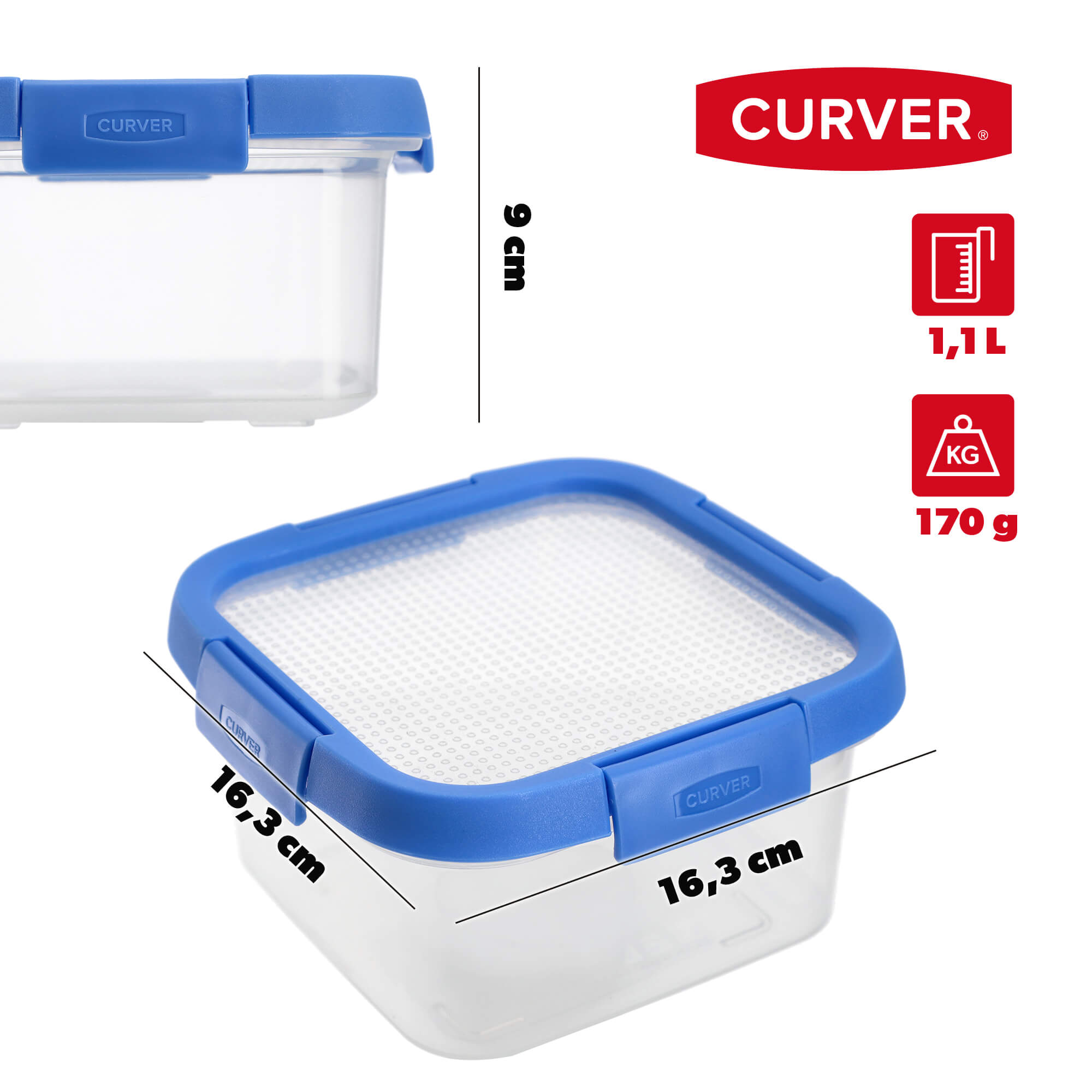 Pojemnik na żywność Curver Smart Flexi 1.1L, niebieski