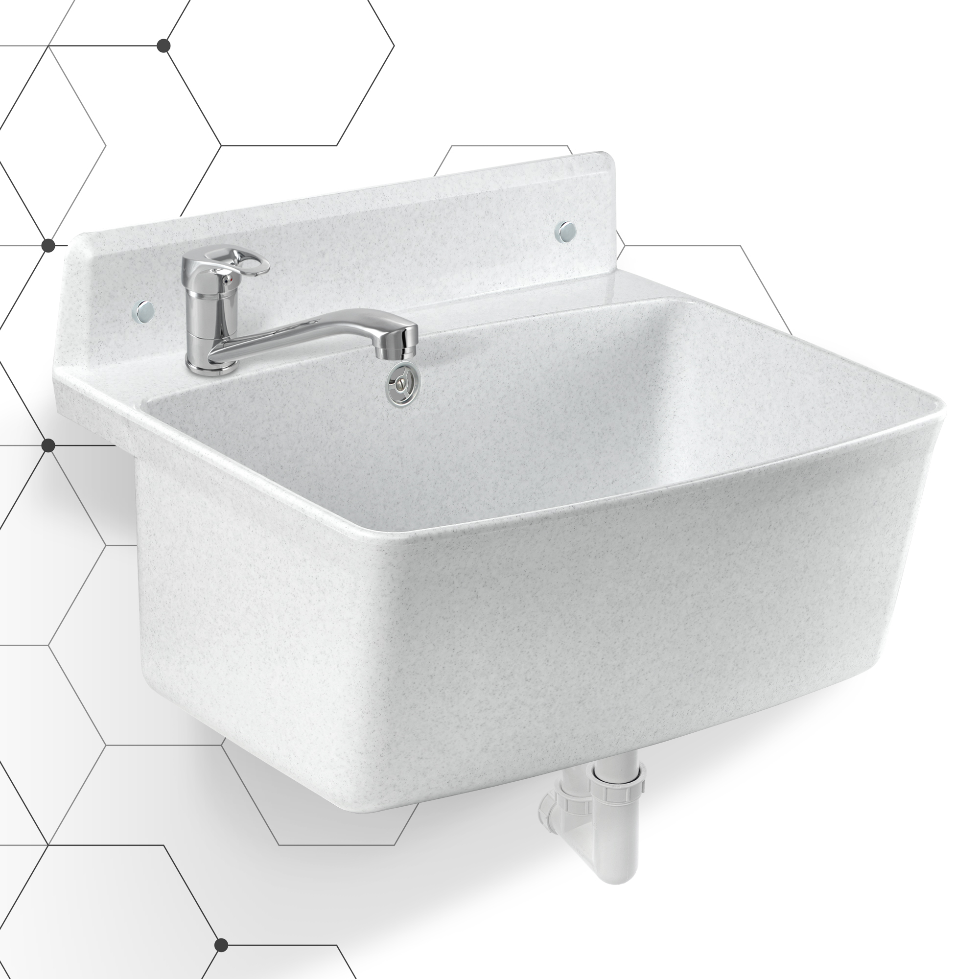 Zlew gospodarzy Gospo XXL, biały z baterią stojącą