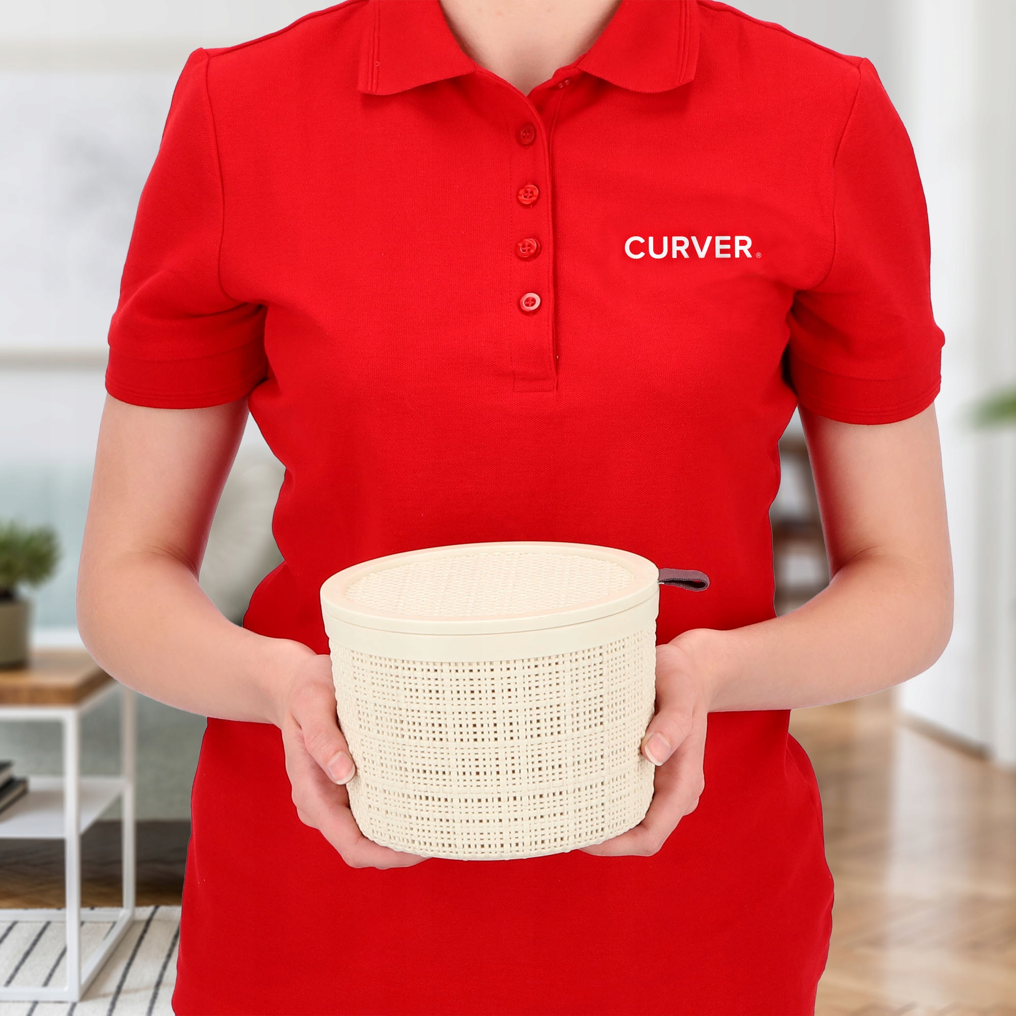 Koszyk na drobiazgi okrągły 2L Curver Jute, kremowy