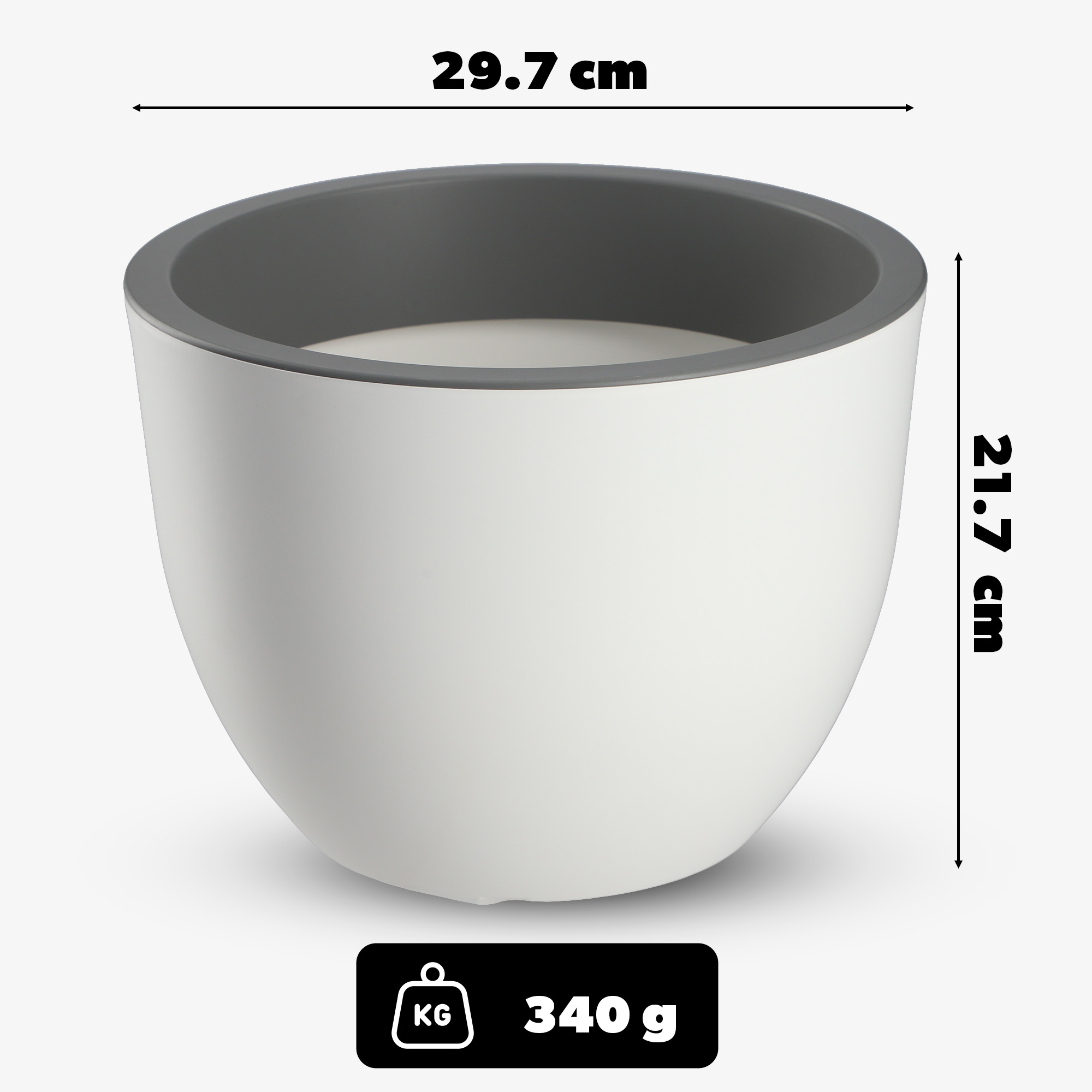 Doniczka okrągła Rafat 30 cm, biały + beton