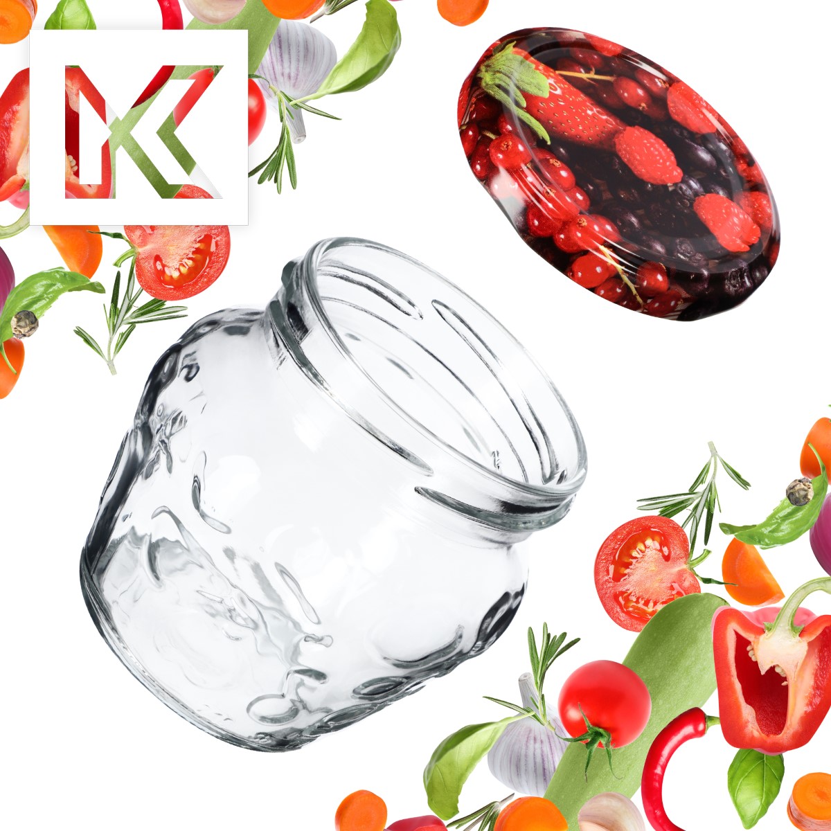 Słoiki Kemi 200ml 20szt 66mm + wieczka "Jagody"
