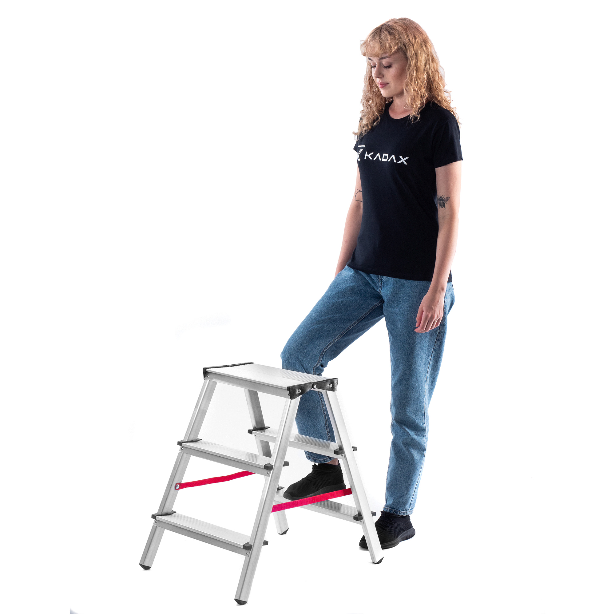 Drabina aluminiowa dwustronna Telti 3 stopnie