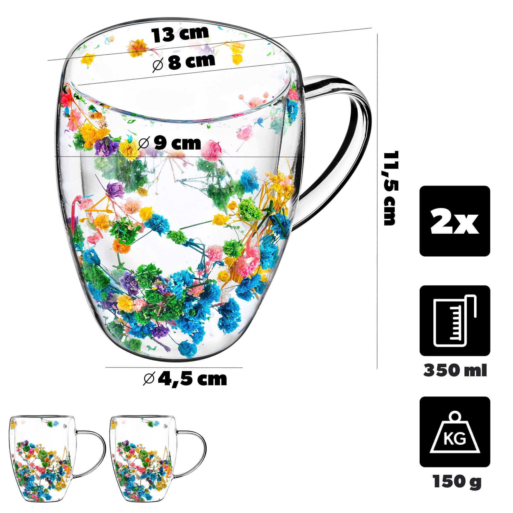 Kubek termiczny z kwiatowym motywem Riga 350ml wielokolorowy 2 szt.