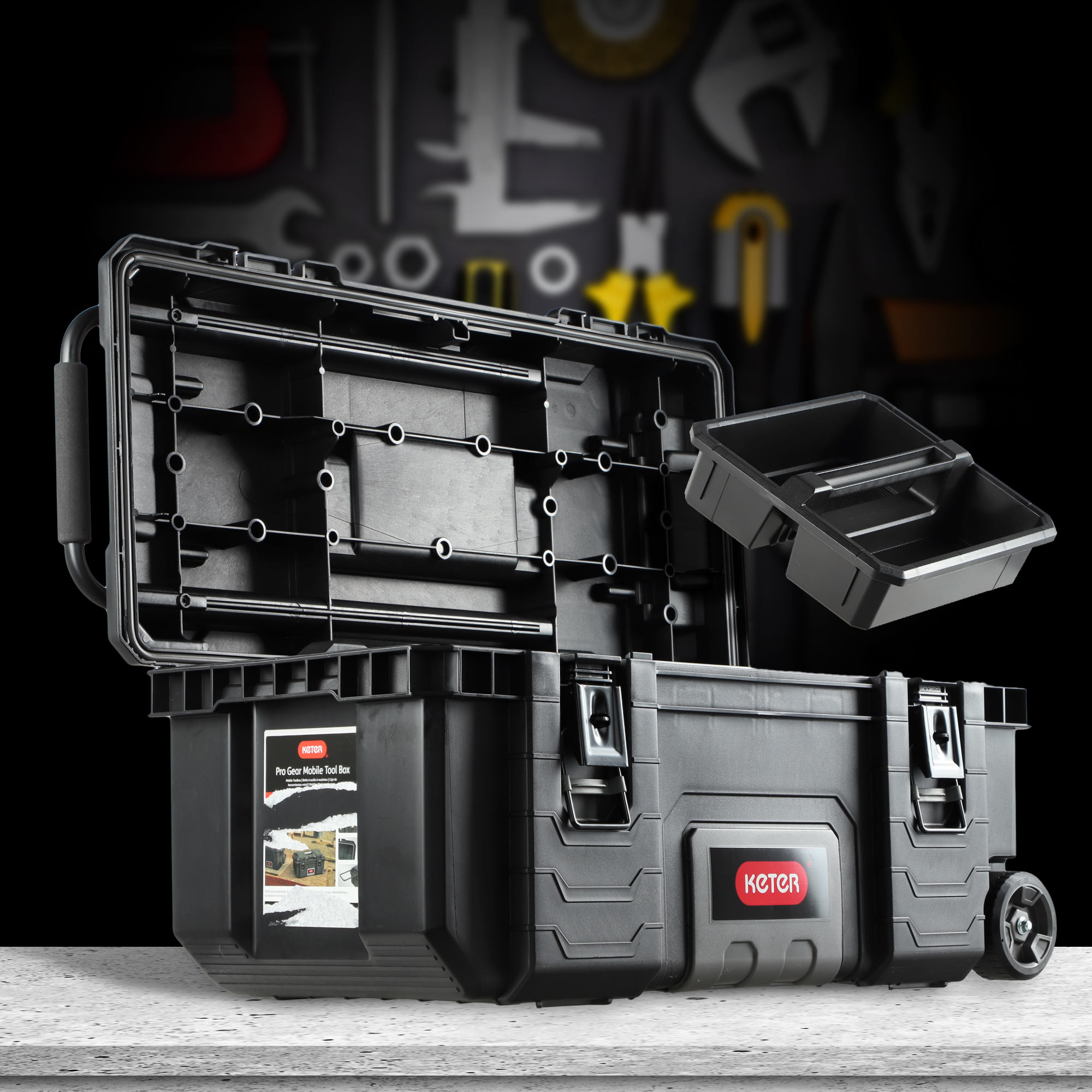 Skrzynka narzędziowa na kółkach Keter Gear czarna