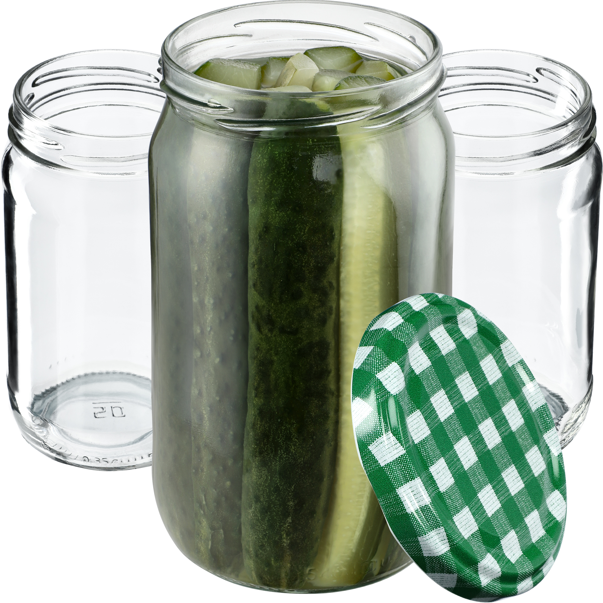 Słoiki na przetwory Gera 350ml fi66mm 20szt + wieczka "Zielona krata"