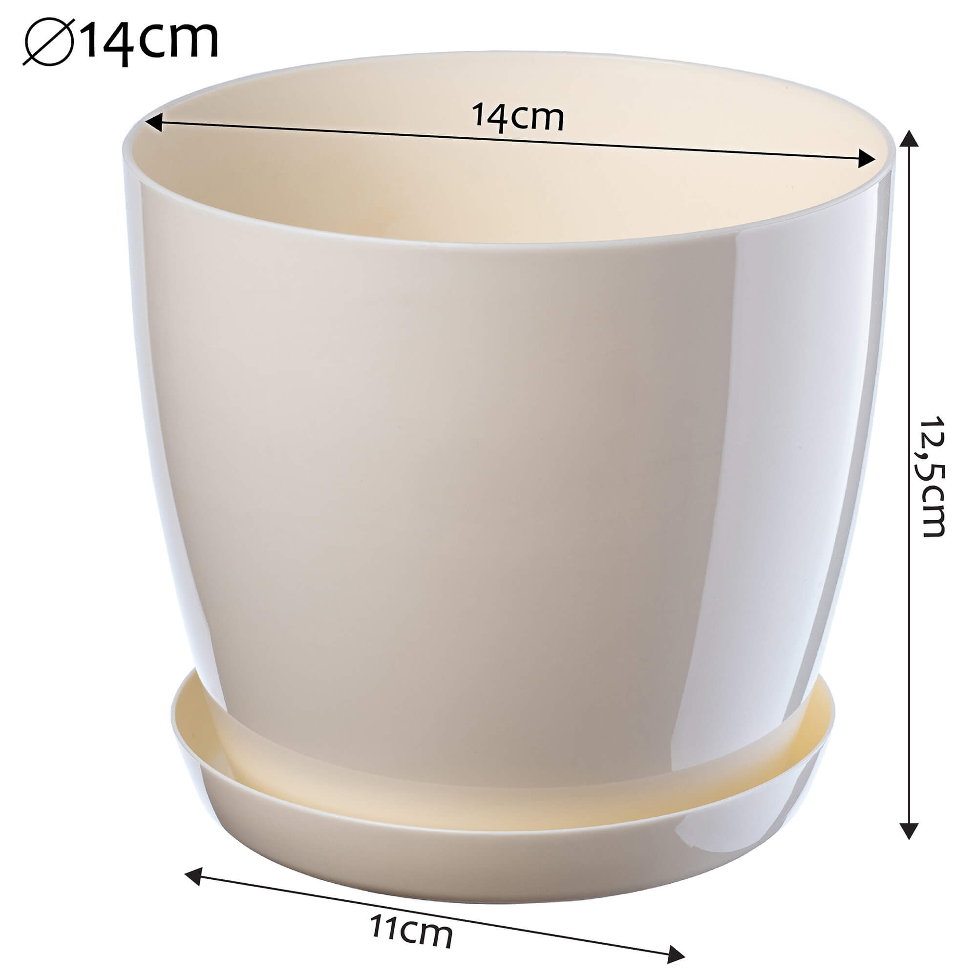 Doniczka Agen z podstawką 14 cm, kremowa