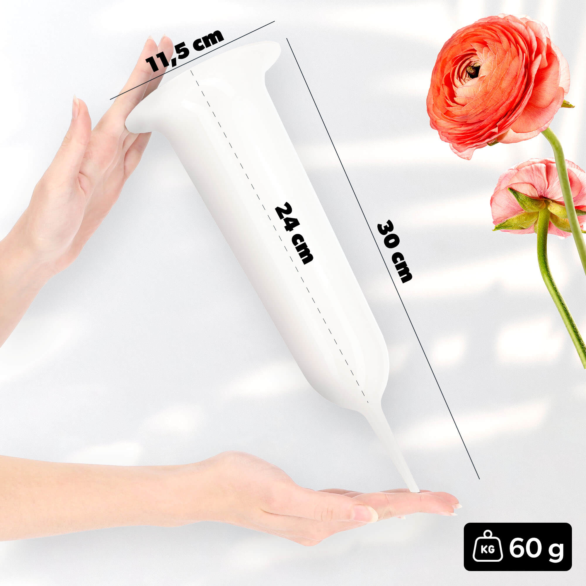Flakon na cmentarz wbijany Latera 30 x 11 cm, biały