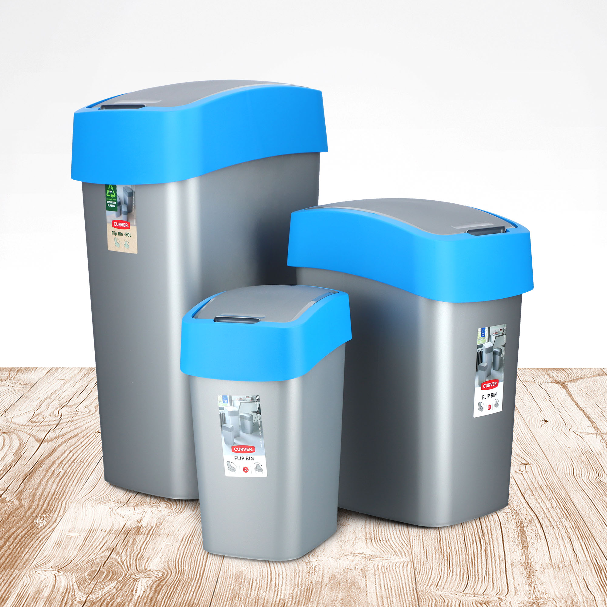 Kosz na śmieci Curver Flip Bin 25L, niebieski