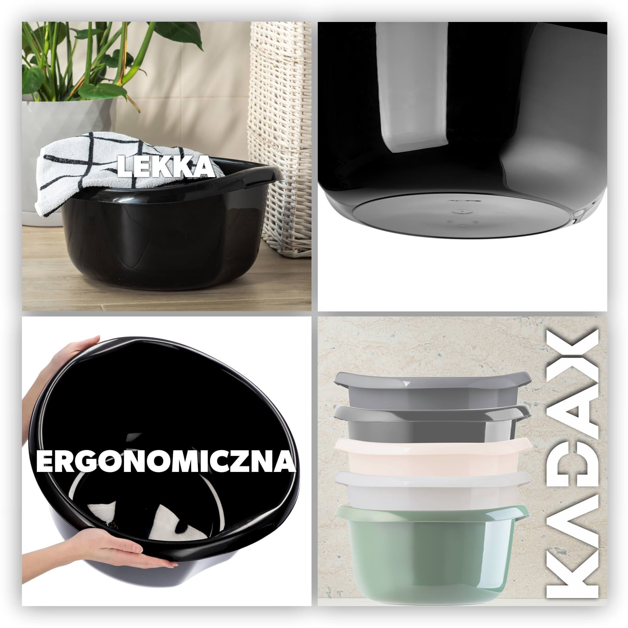 Miednica plastikowa z uchwytami 30L, czarna