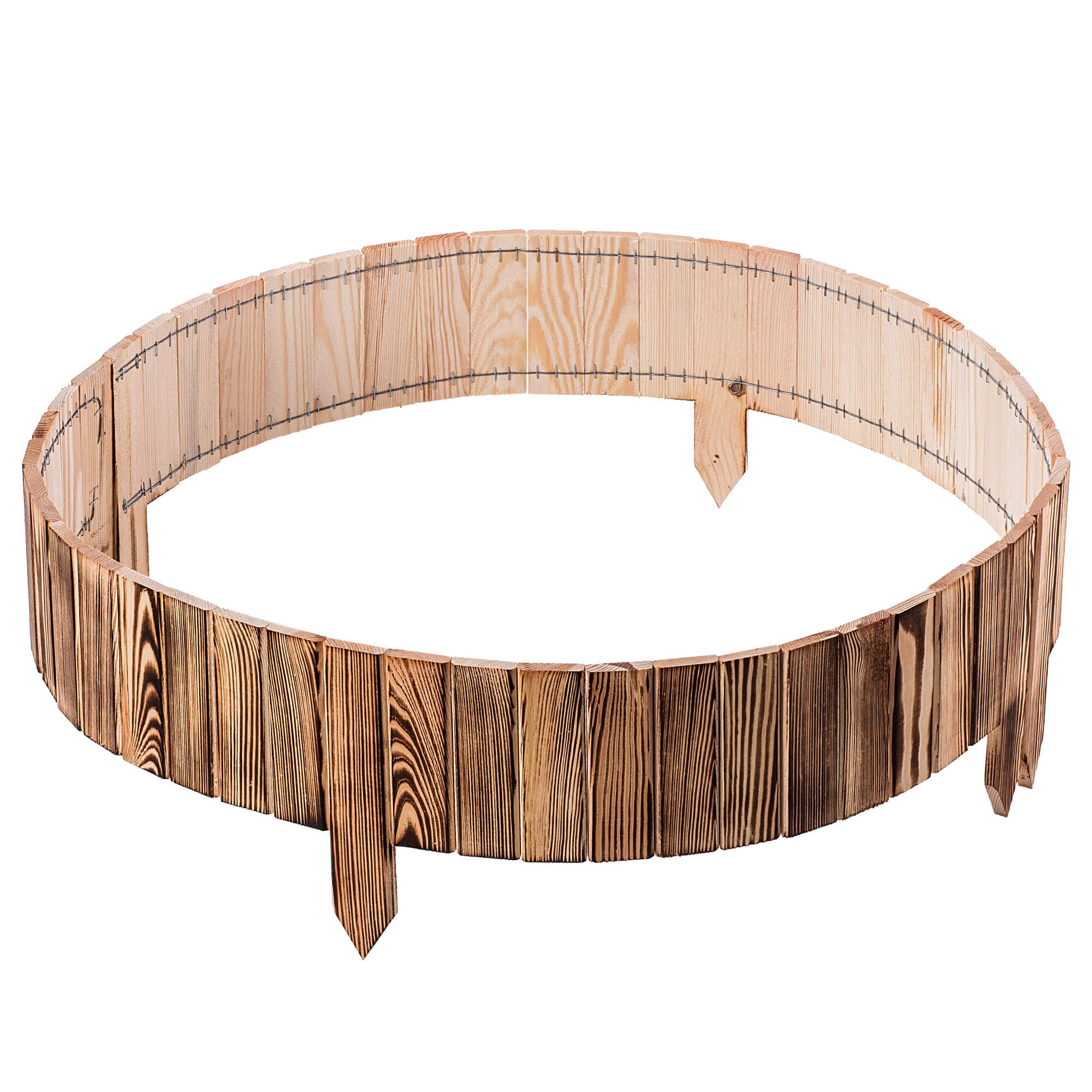 Płotek drewniany rollborder Ansjo obrzeże 115 x 15 cm opalany