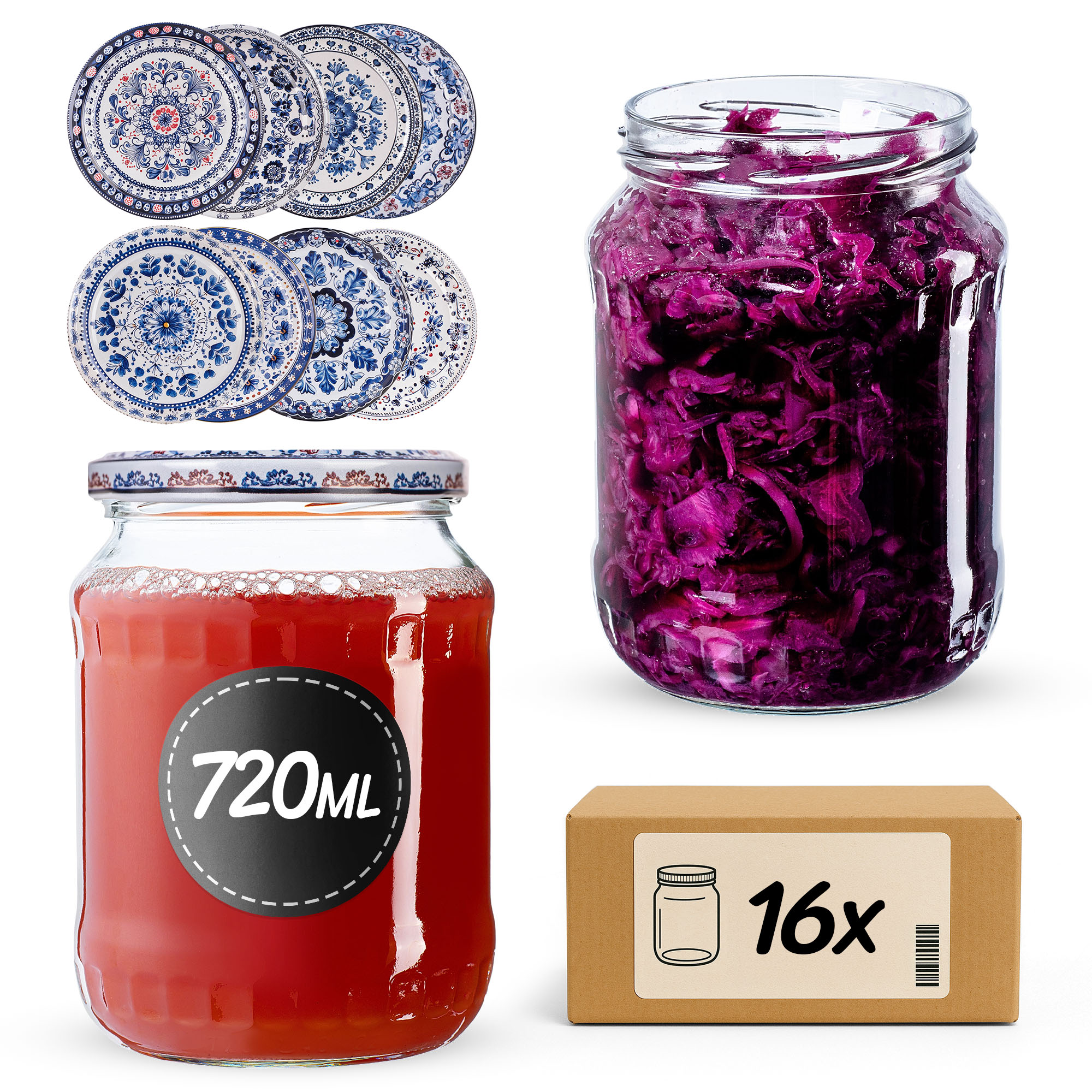 Słoiki na przetwory Jukka 720ml fi82mm 16szt + wieczko Bolesławiec