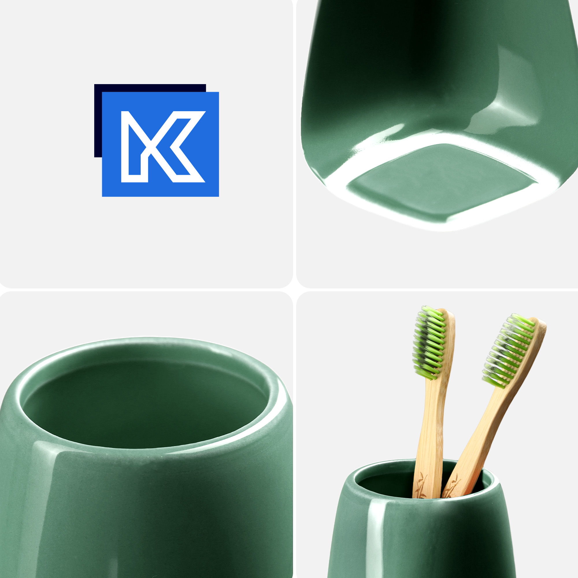 Zestaw łazienkowy Ivo dozownik + kubek + szczotka Wc, zielony