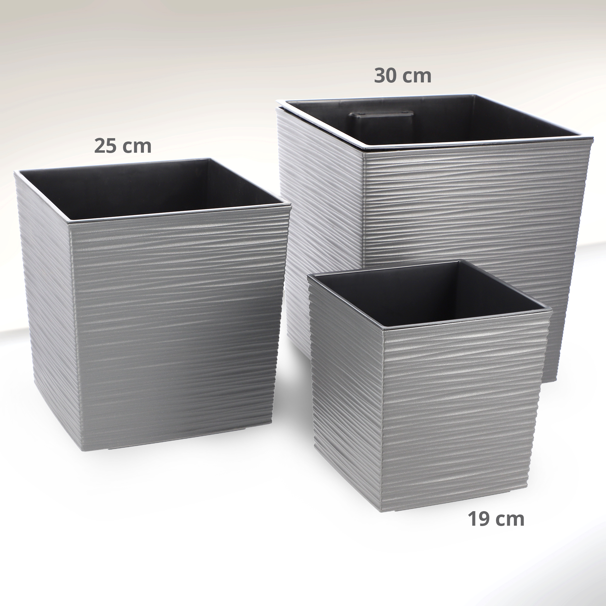 Donica na kwiaty Tres z wkładem dłuto 19 cm, grafit