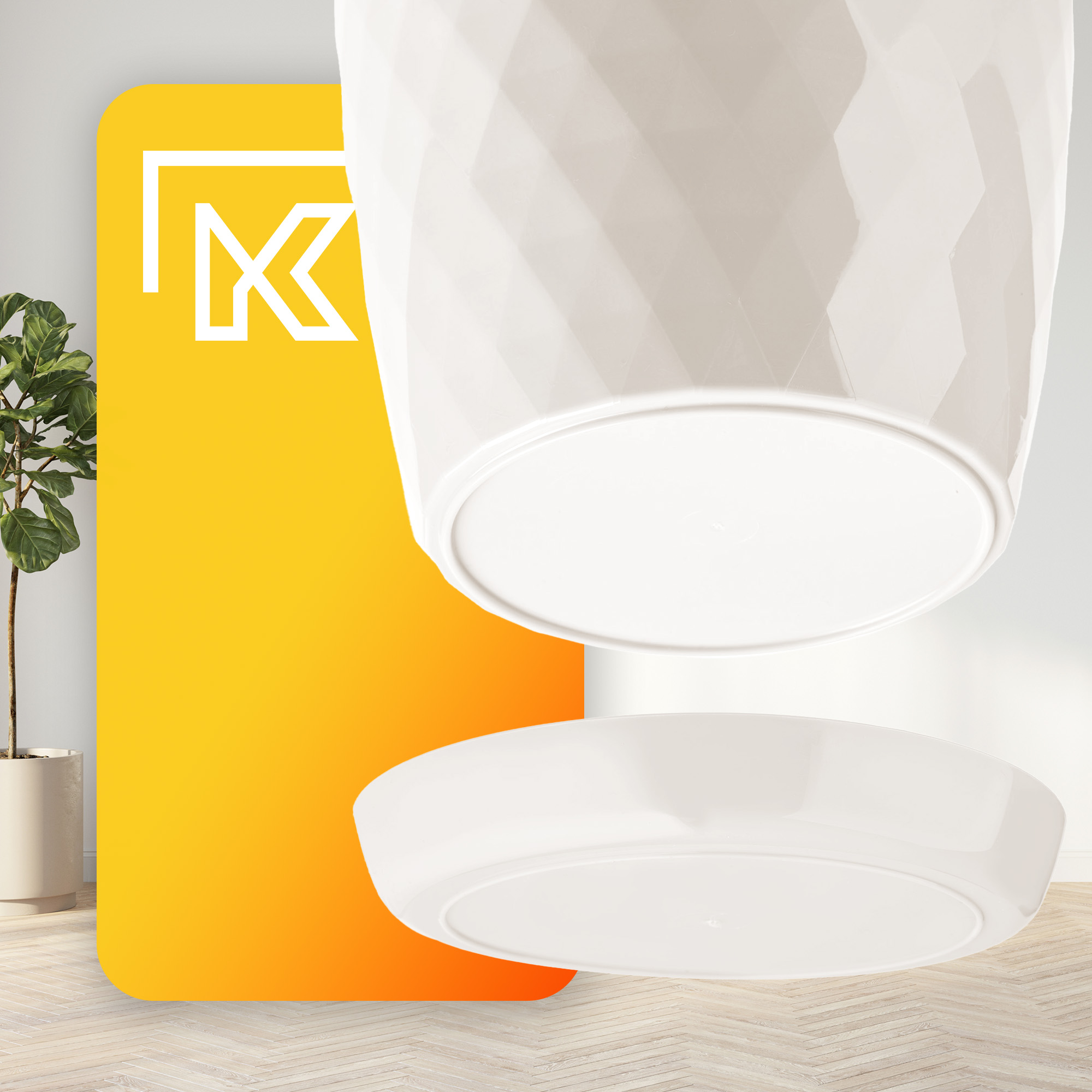 Doniczka na kwiaty z podstawką kremowa Amily 25 cm, 3 szt.