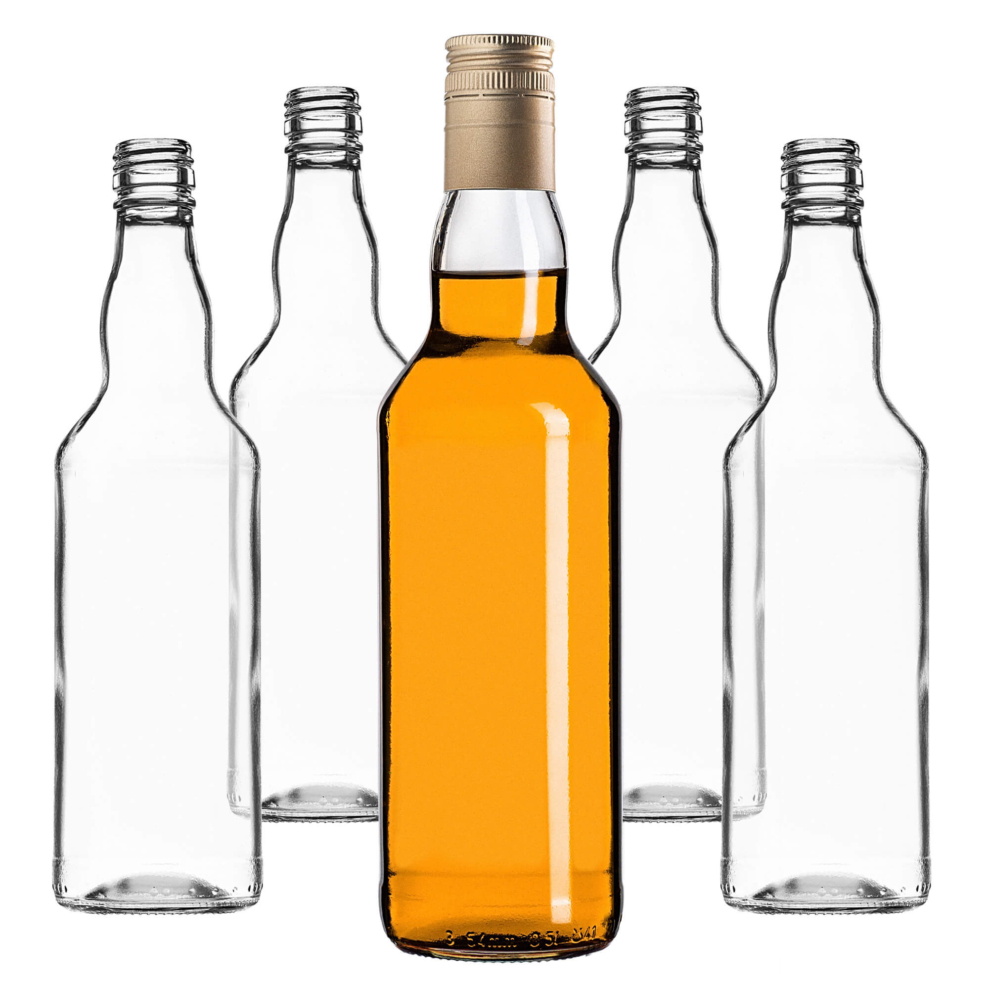 Szklana butelka Monopol 500ml z długą złotą zakrętką 10 szt.