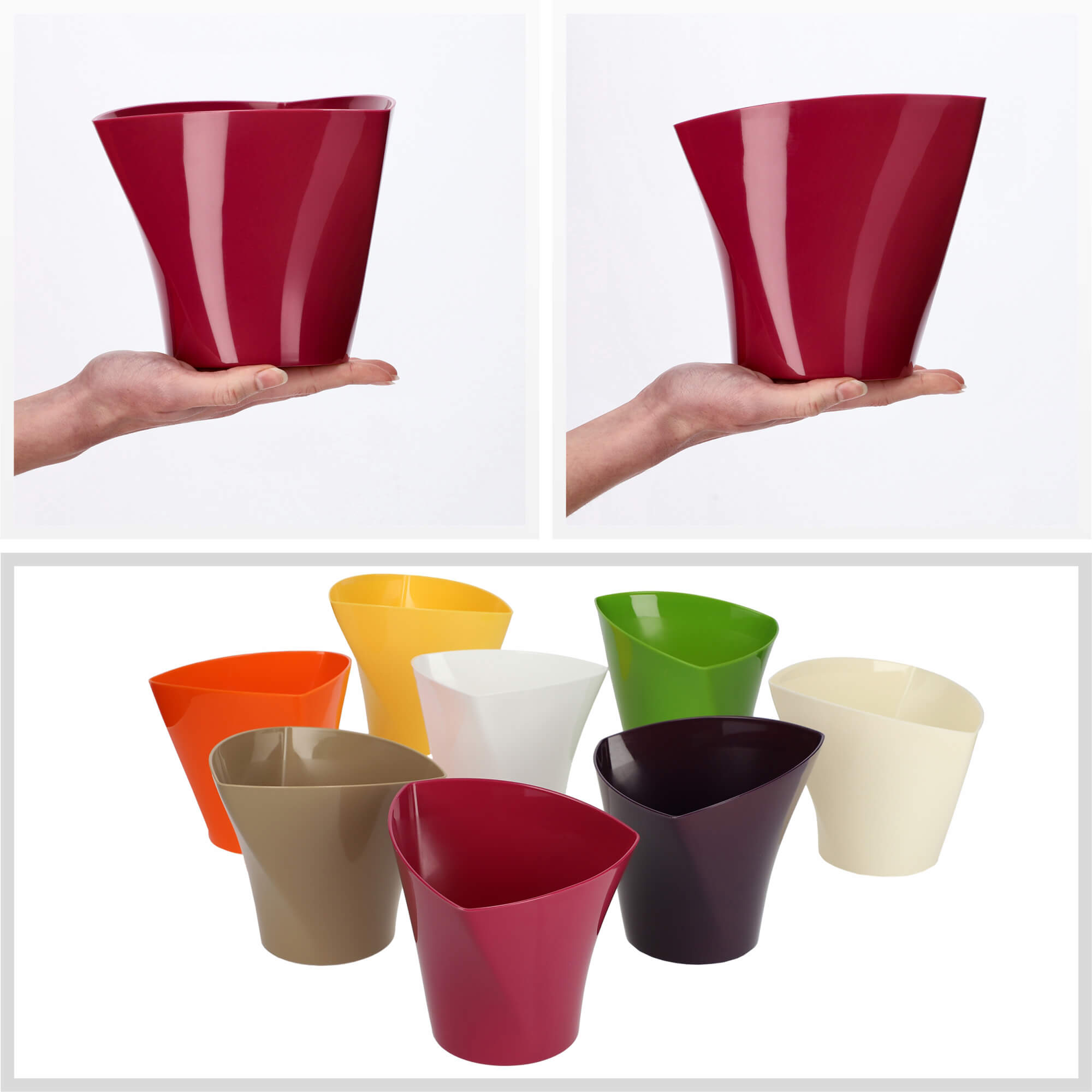 Doniczka asymetryczna 17 cm, amarantowa