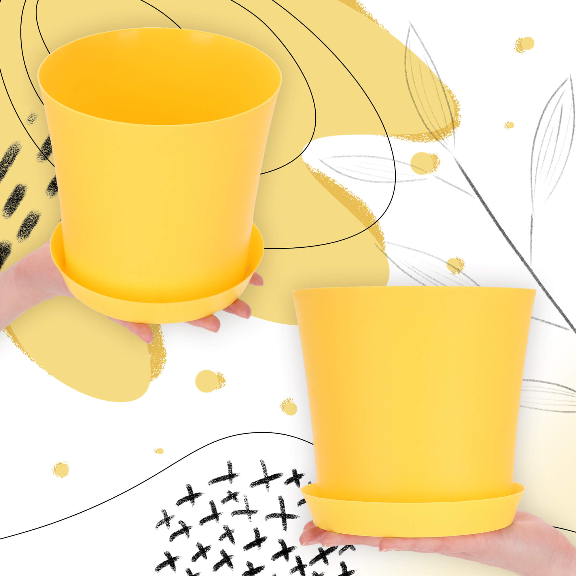 Doniczka na kwiaty Ersa 16 cm, żółta