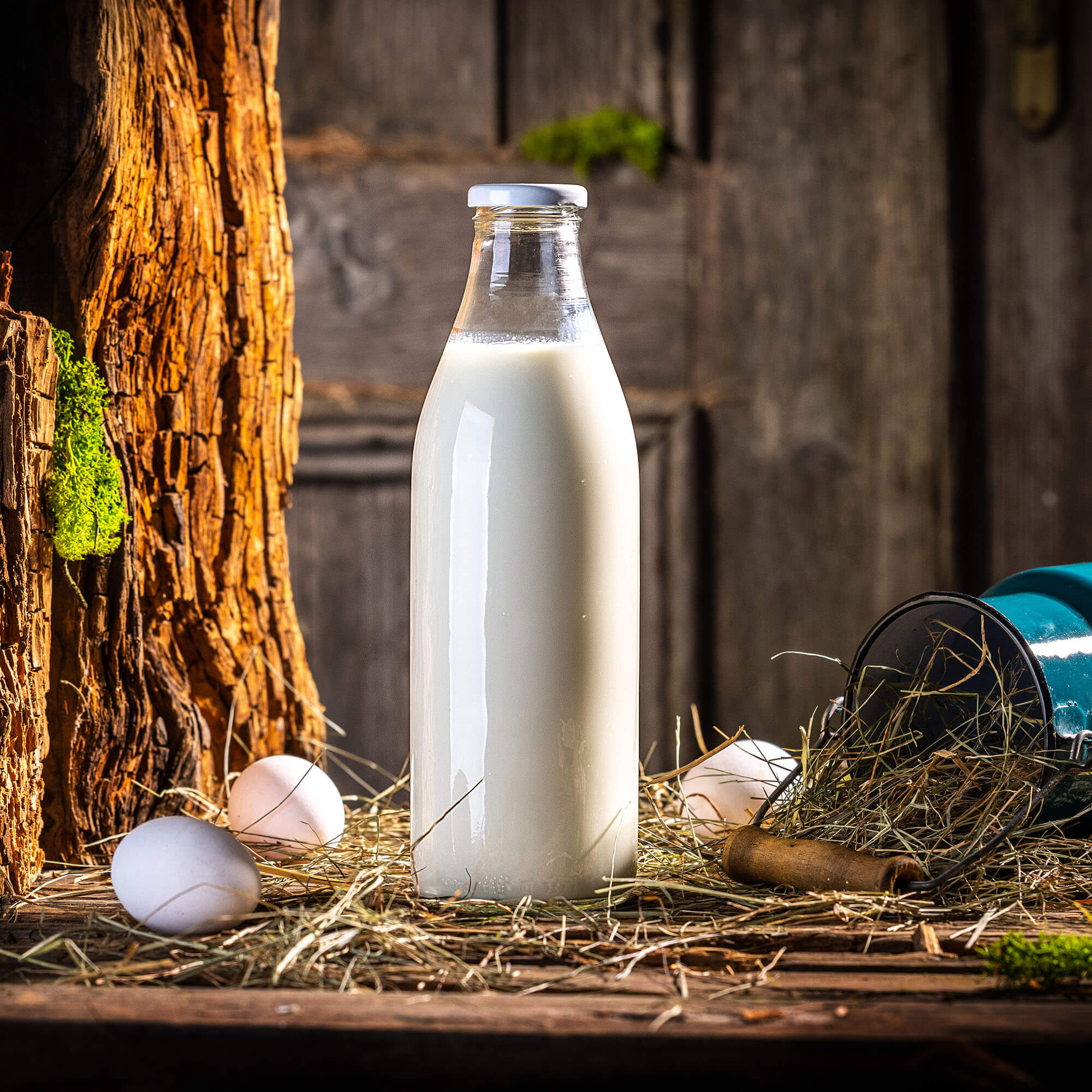 Szklana butelka na mleko Arre 1L z białą zakrętką fi 43mm 1 szt.