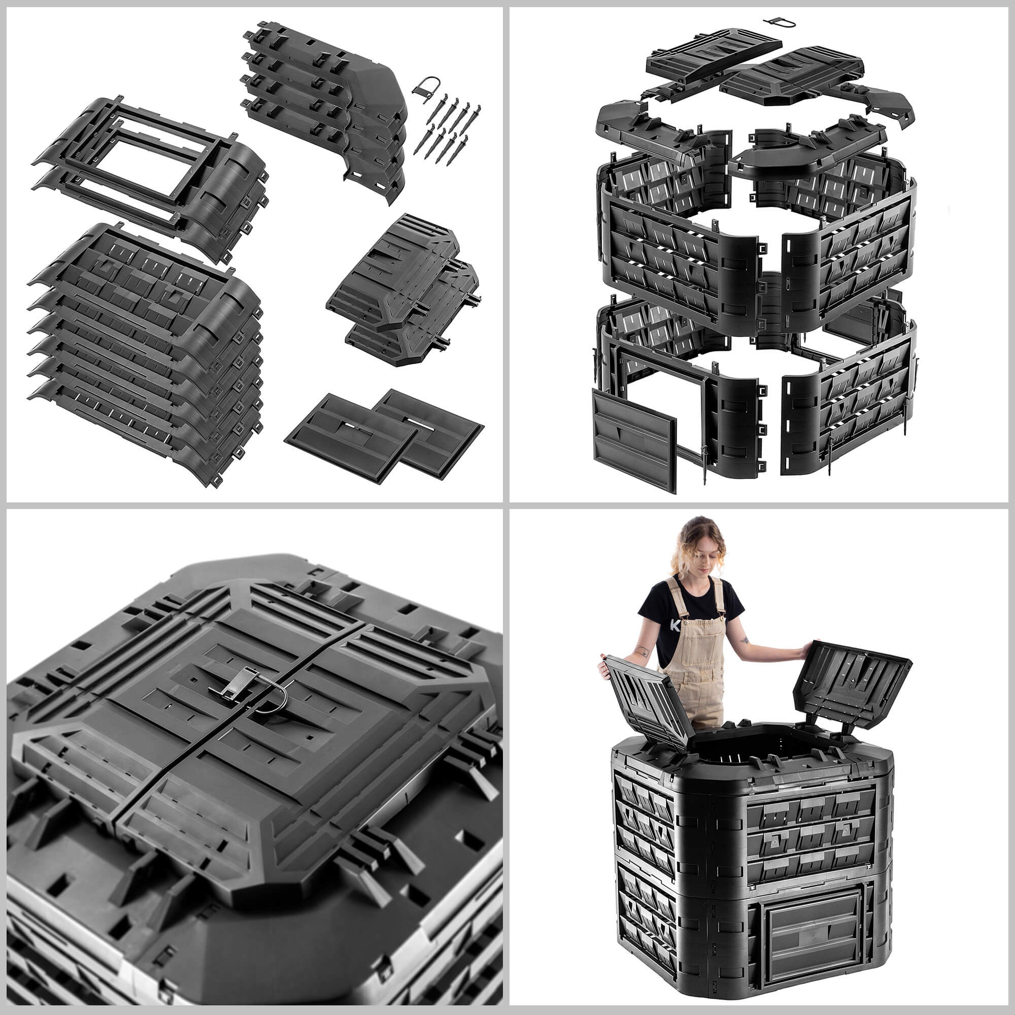 Kompostownik ogrodowy Fixem 650L czarny
