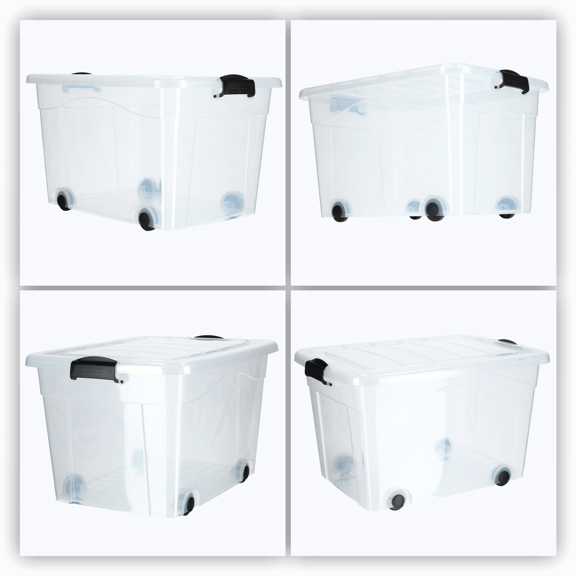 Plastikowy pojemnik na kółkach Vado 60L, transparentny