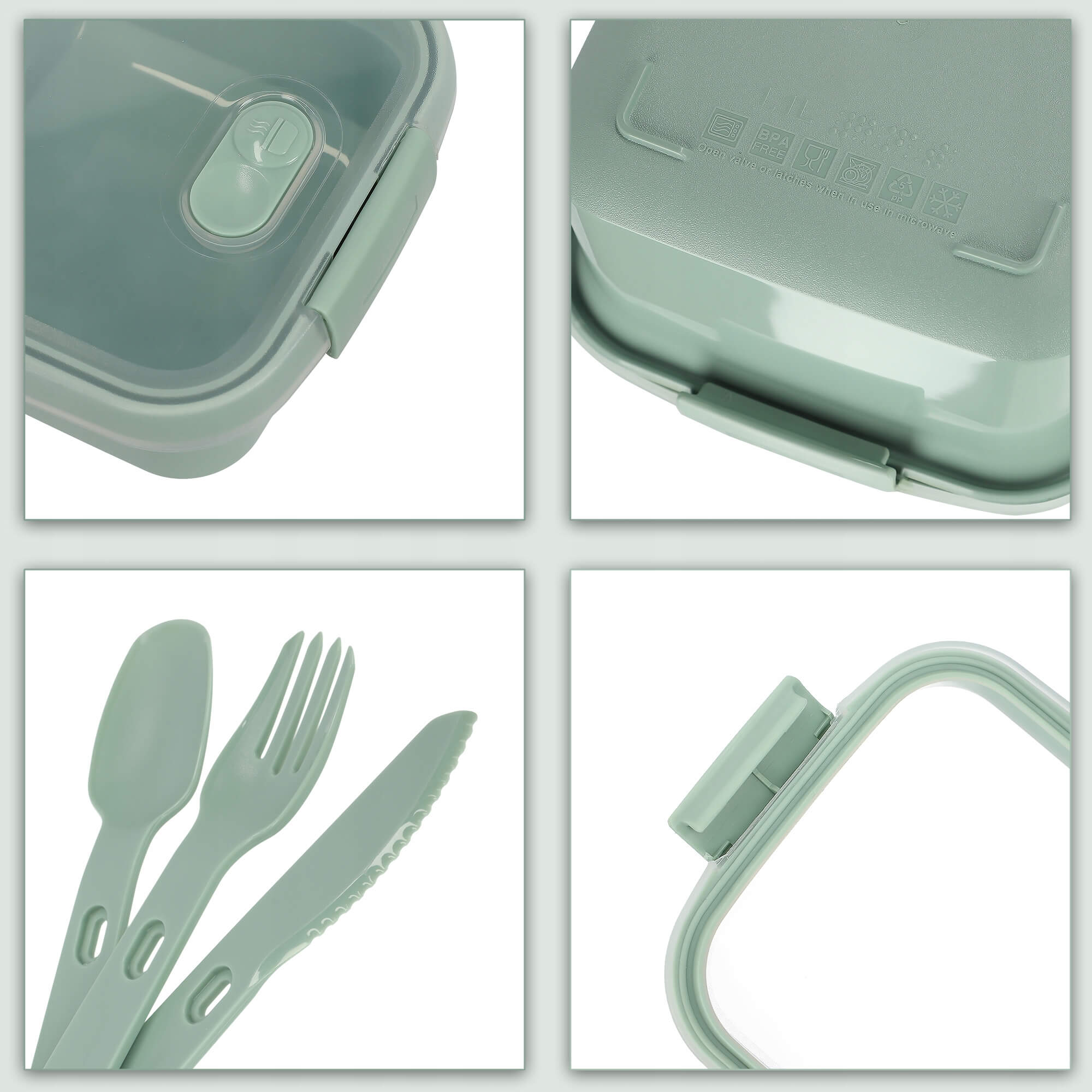 Pojemnik na żywność kwadratowy 1.1L To Go Lunch Kit, zielony