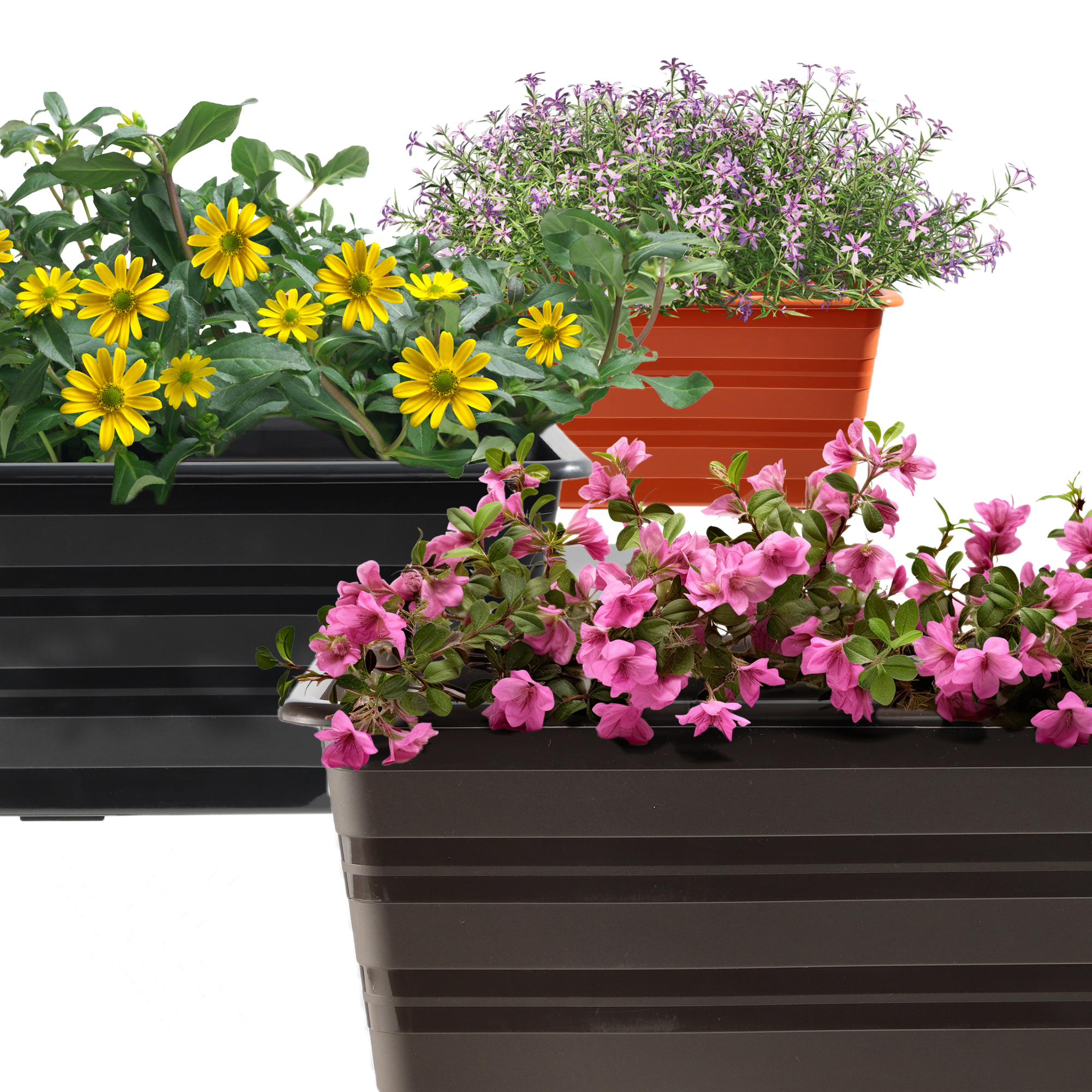 Doniczka balkonowa Cati 60 cm + podstawka 60 cm, brąz