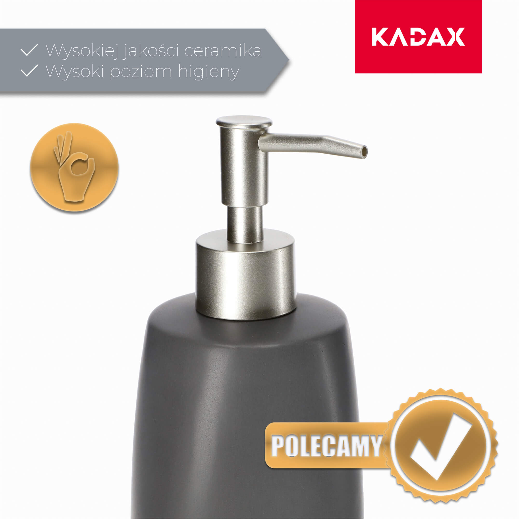 Dozownik na mydło w płynie Palmi 400 ml, szary
