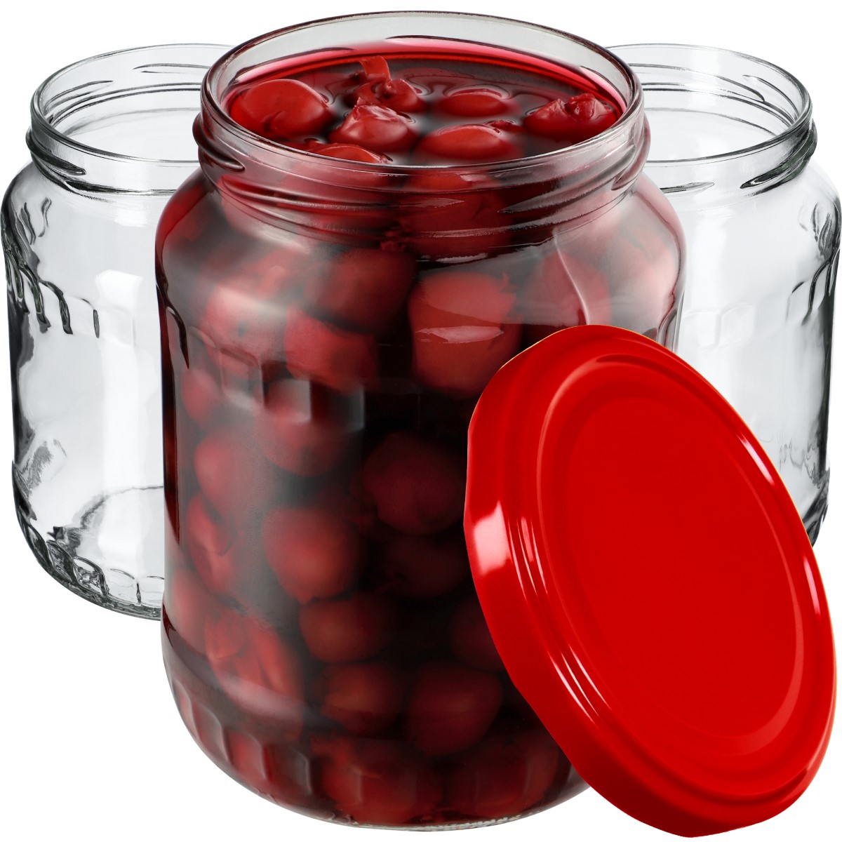 Słoiki na przetwory Jukka 720ml 24szt 82mm + wieczka czerwone