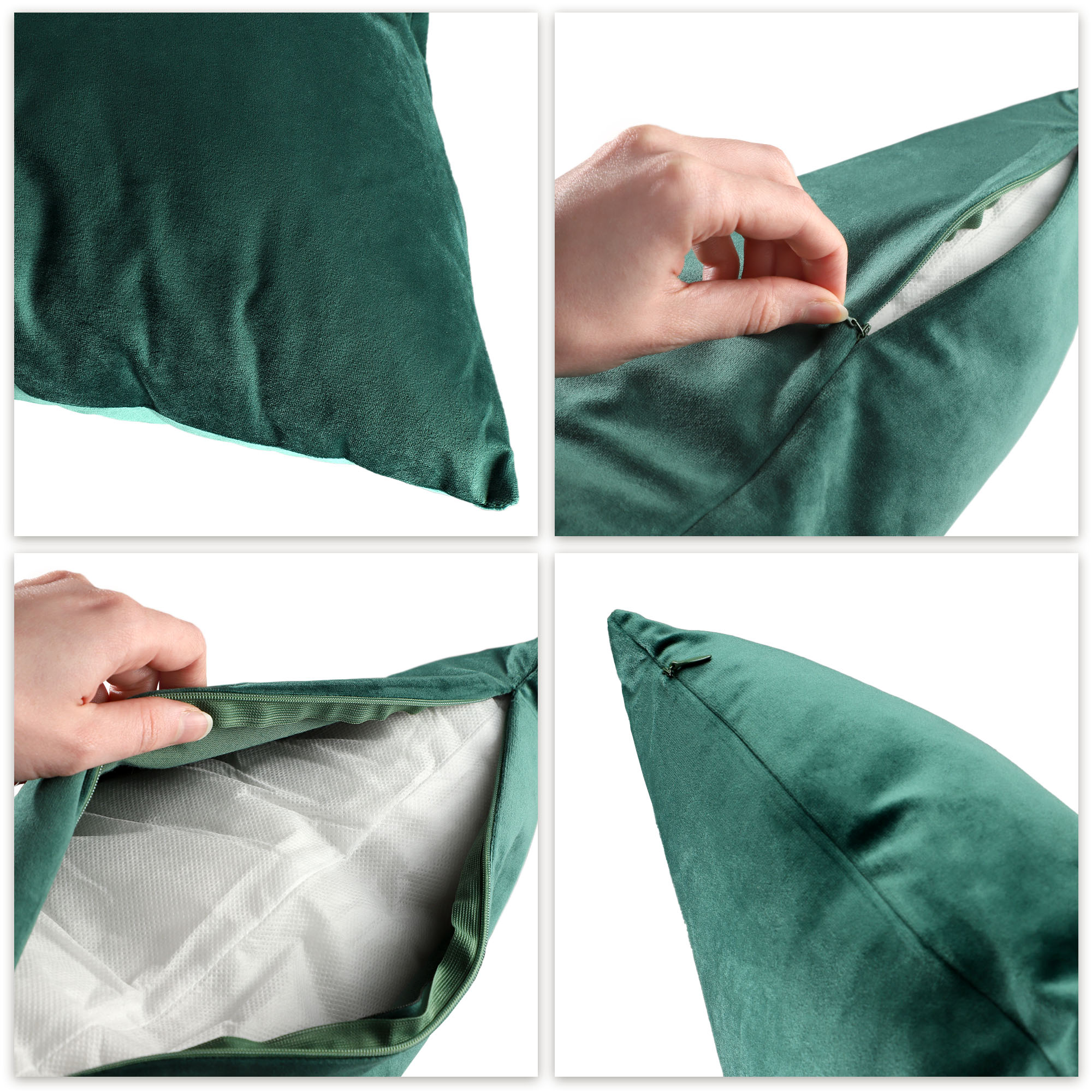 Poduszka dekoracyjna welurowa, zielona