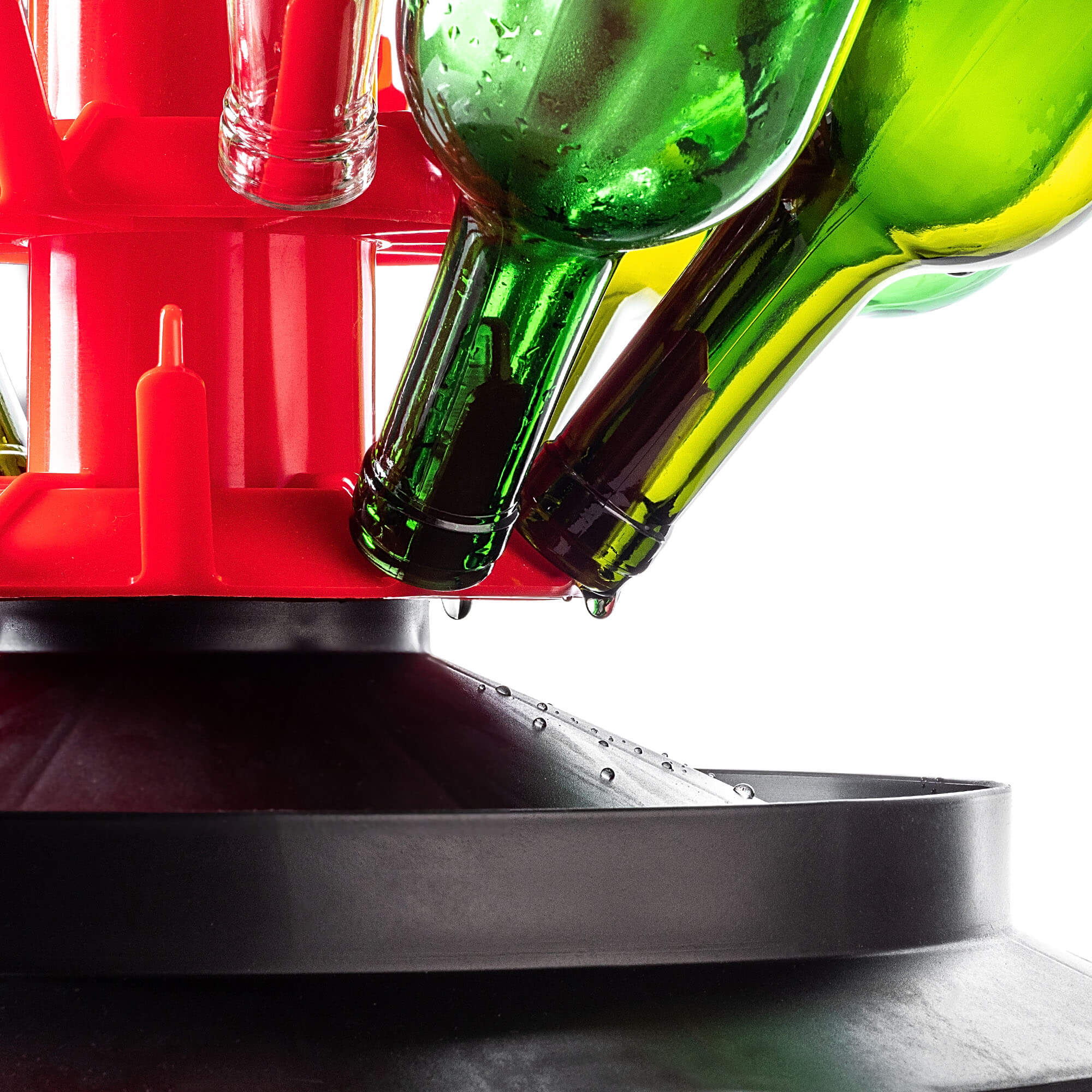 Suszarka ociekacz do butelek Nusco na 50 sztuk z uchwytem czerwony