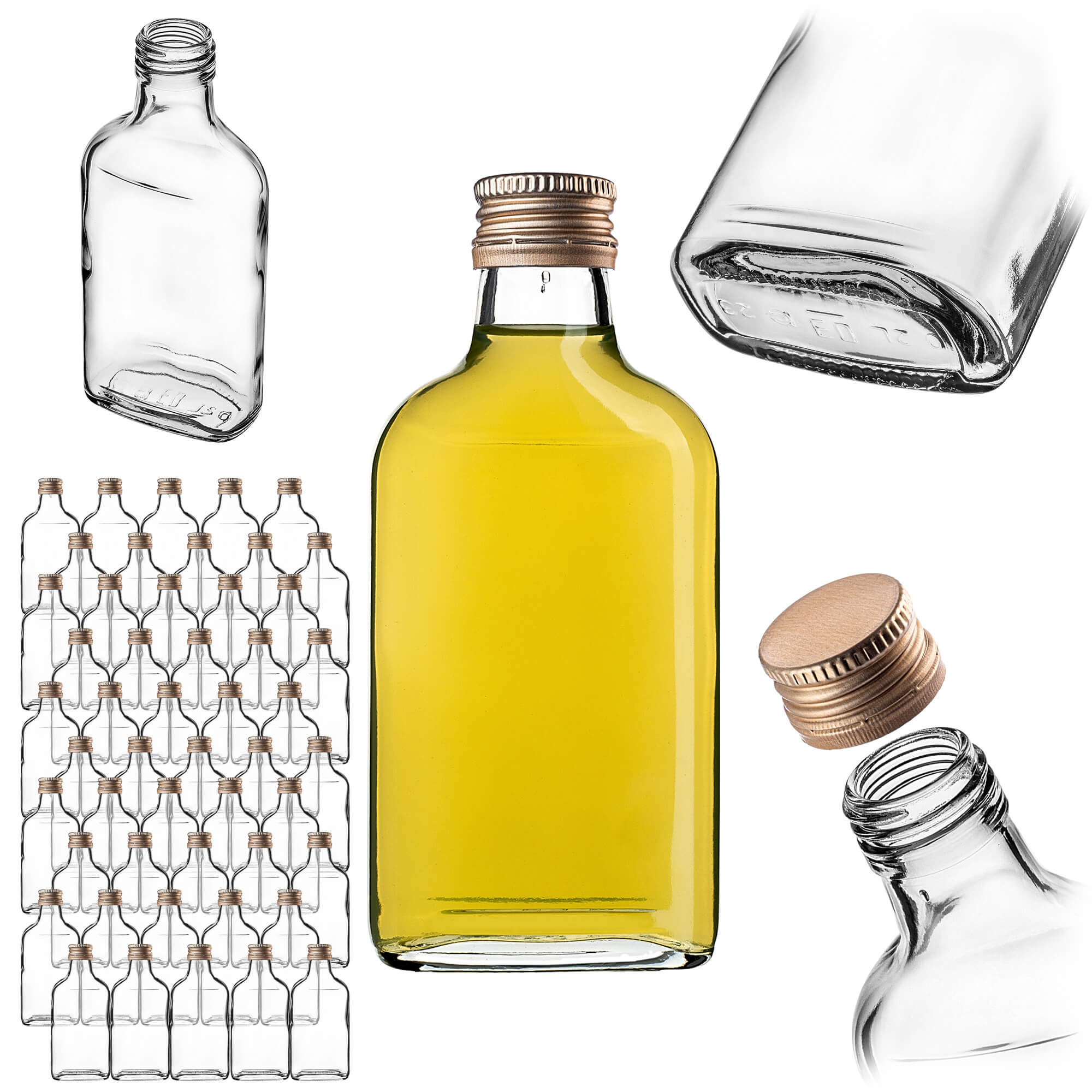Butelka piersiówka Viane 200ml ze złotą zakrętką 50 szt.