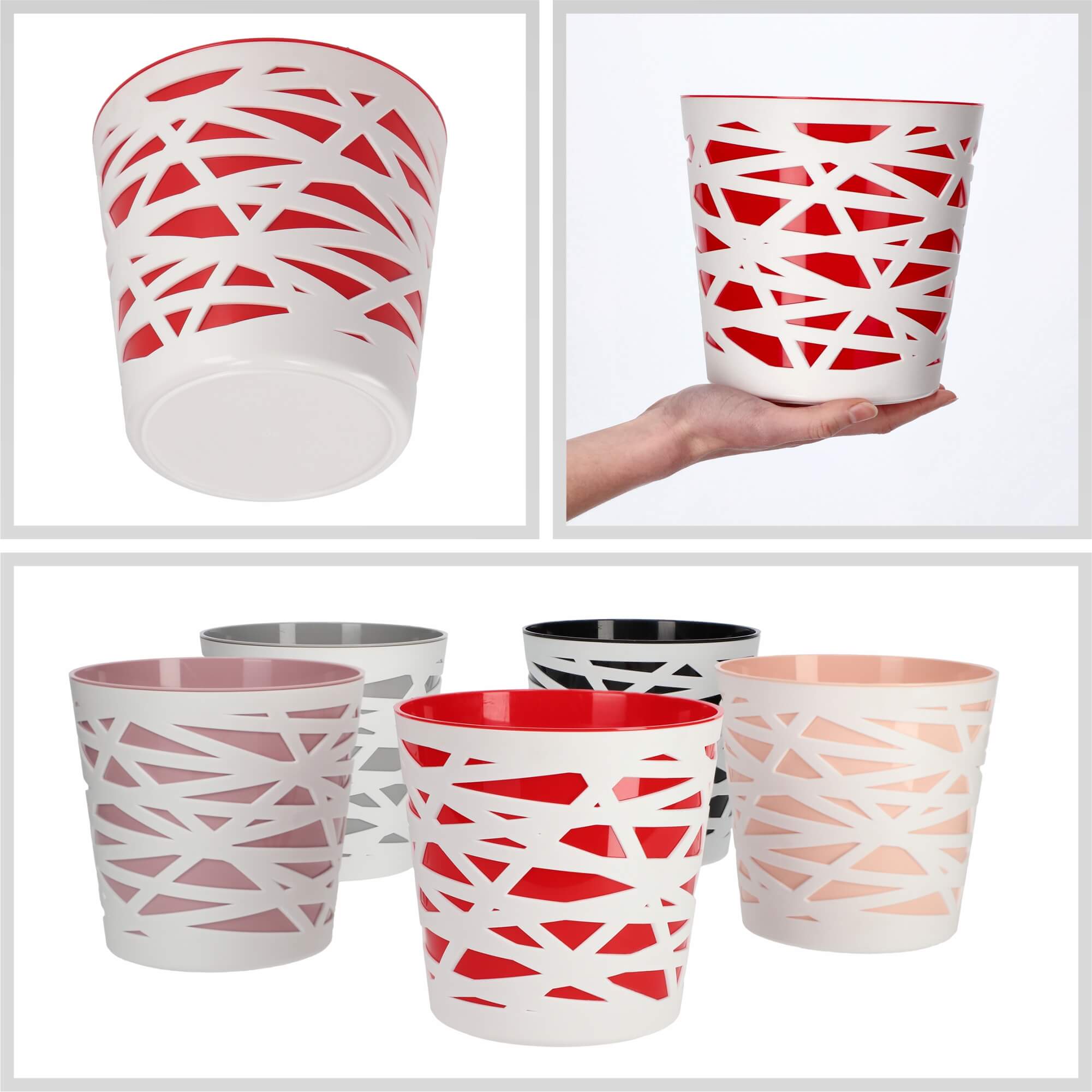 Doniczka z wkładem Rusio 17 cm, czerwona