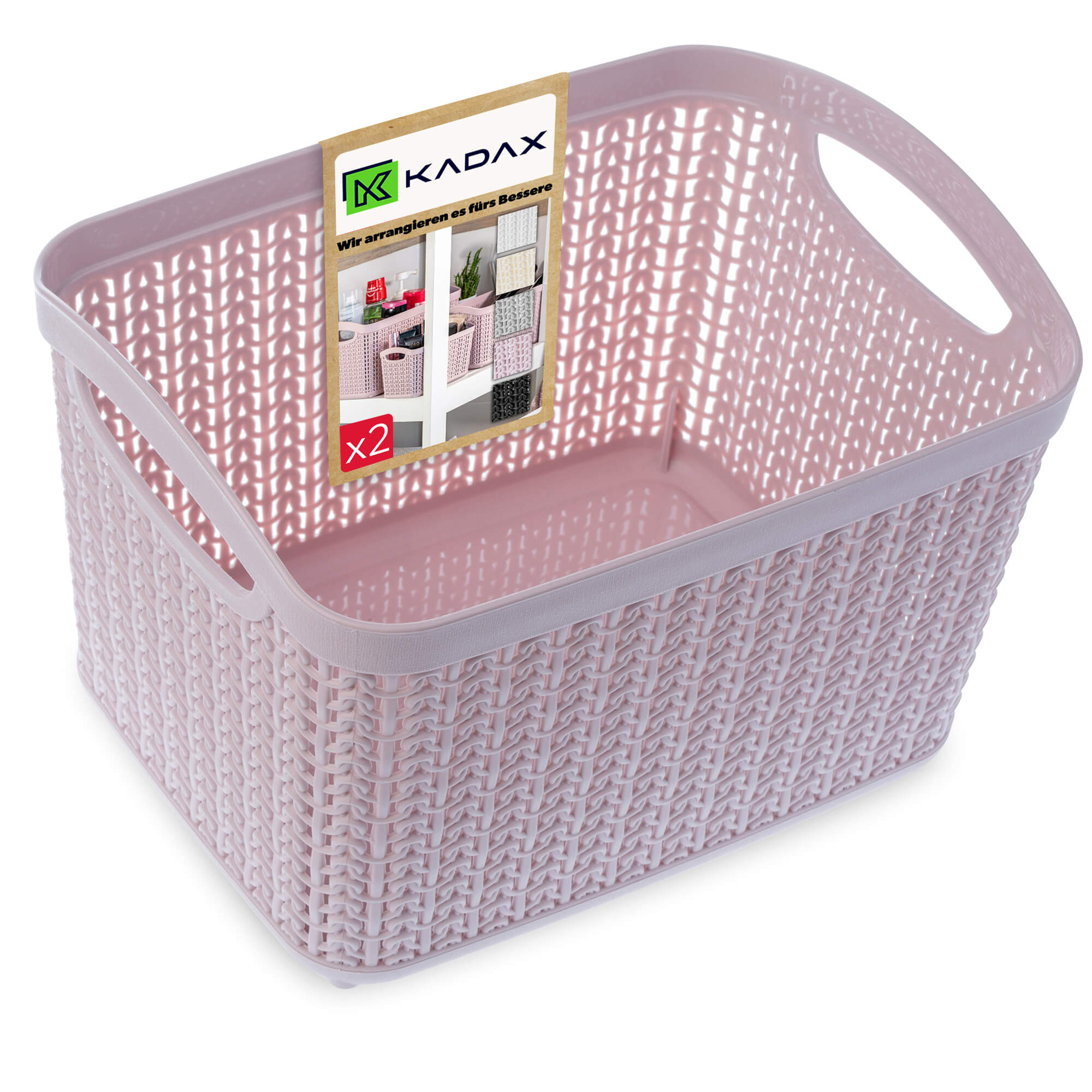 Koszyk plastikowy prostokątny Fonti 6.6L, różowy, 2 szt.