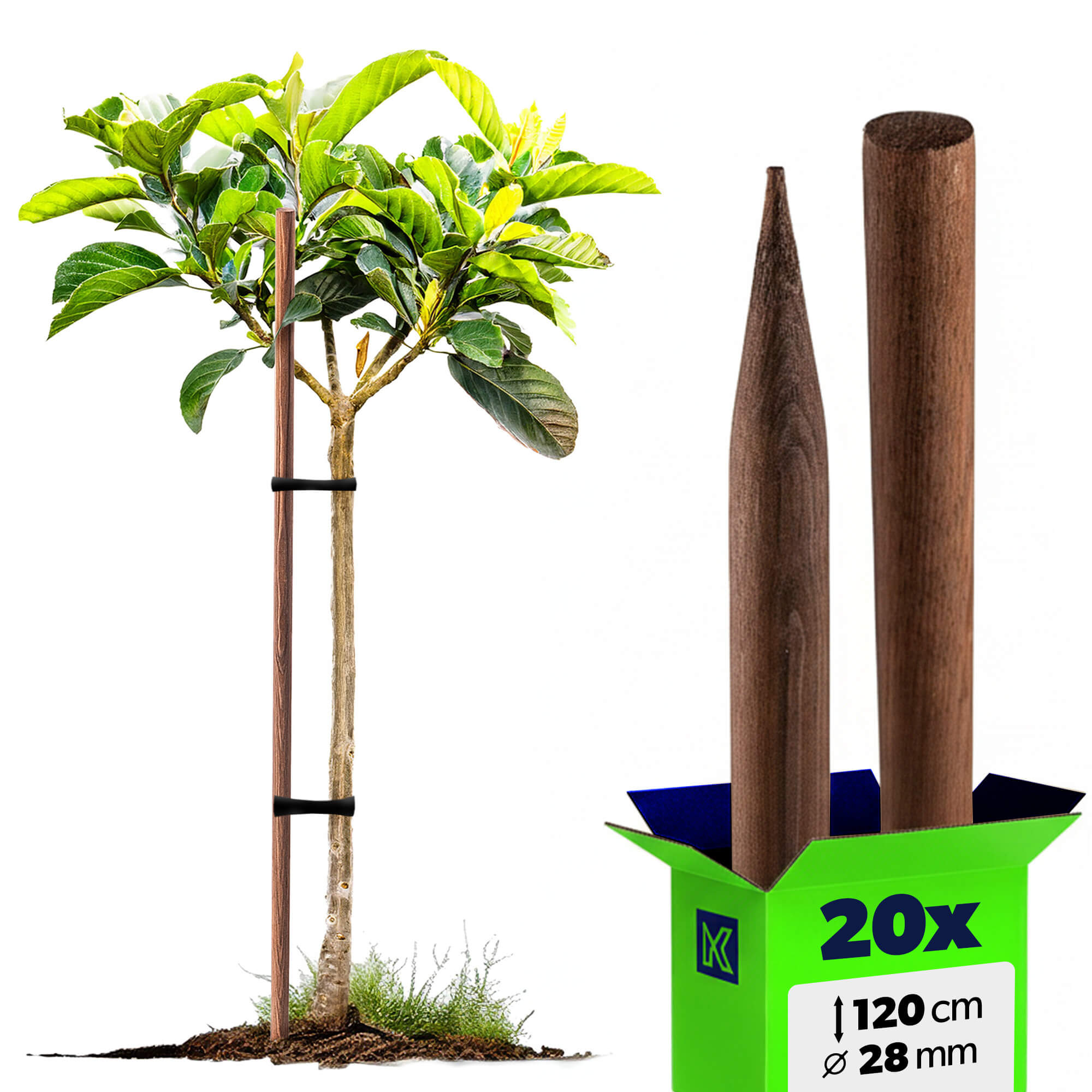 Podpora do roślin drewniana Tarup palik 28 mm x 120 cm 20 szt.