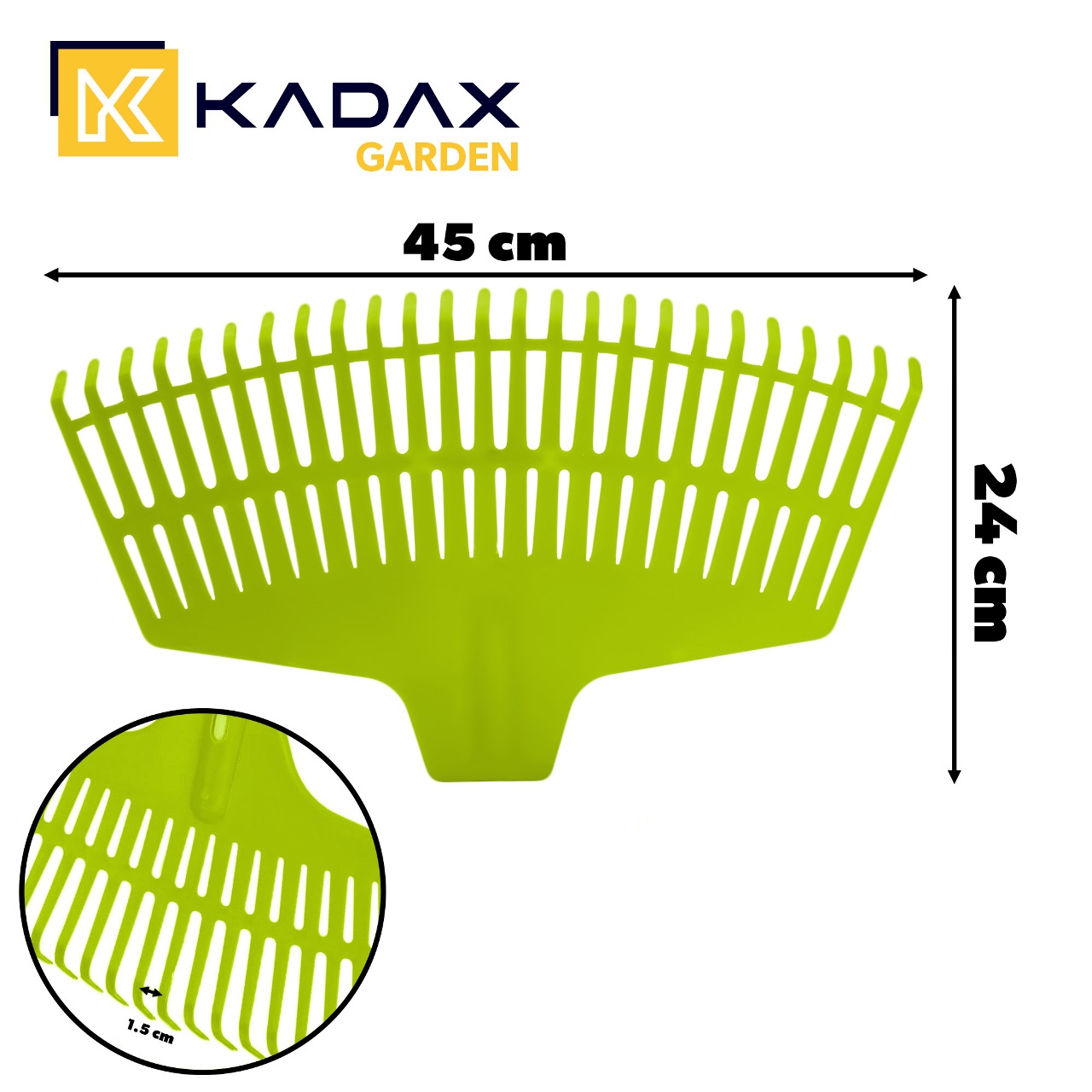 Grabie do liści Laxe 25 zębów zielone bez trzonka