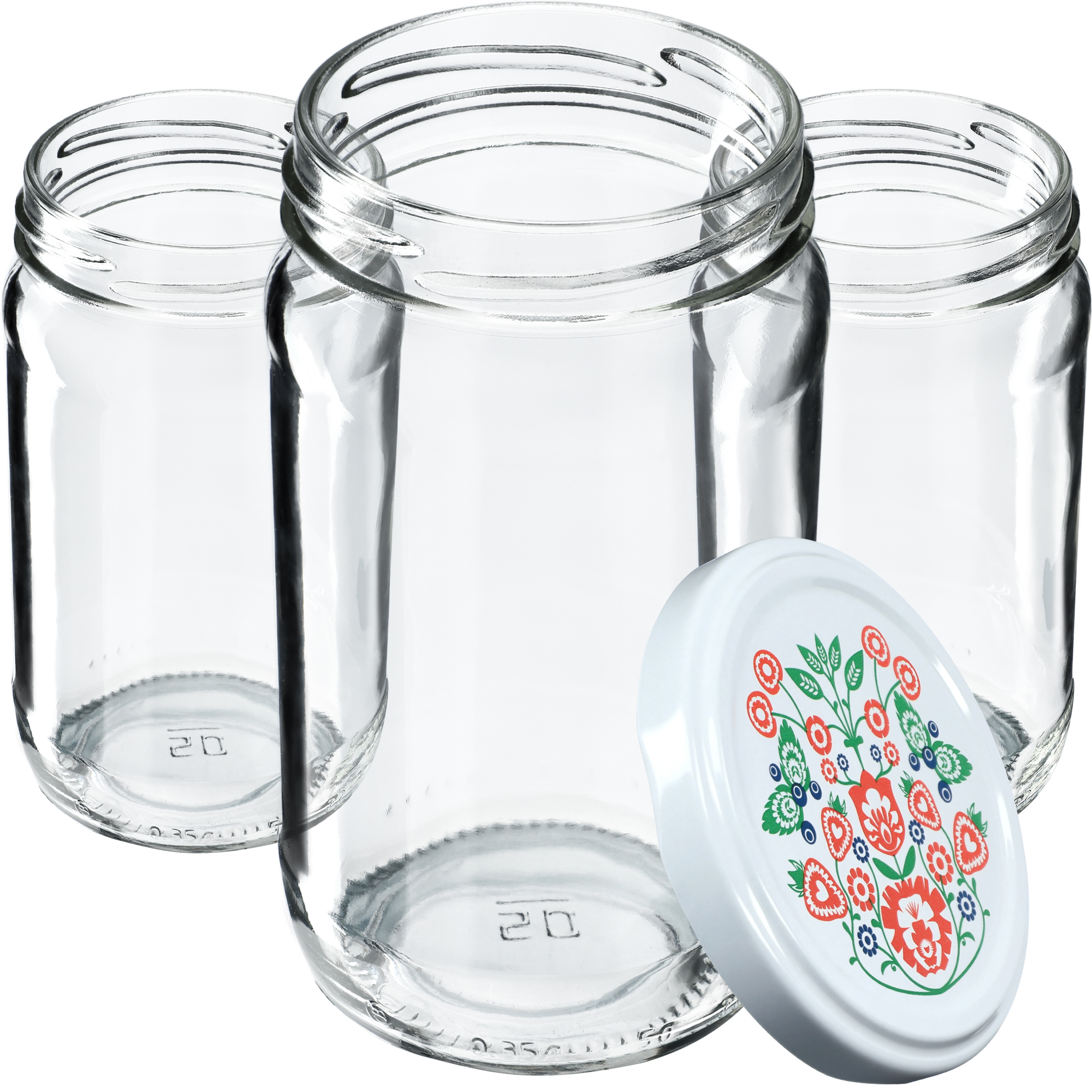Słoiki na przetwory Gera 350ml 100szt 66mm + wieczka "Folklor"