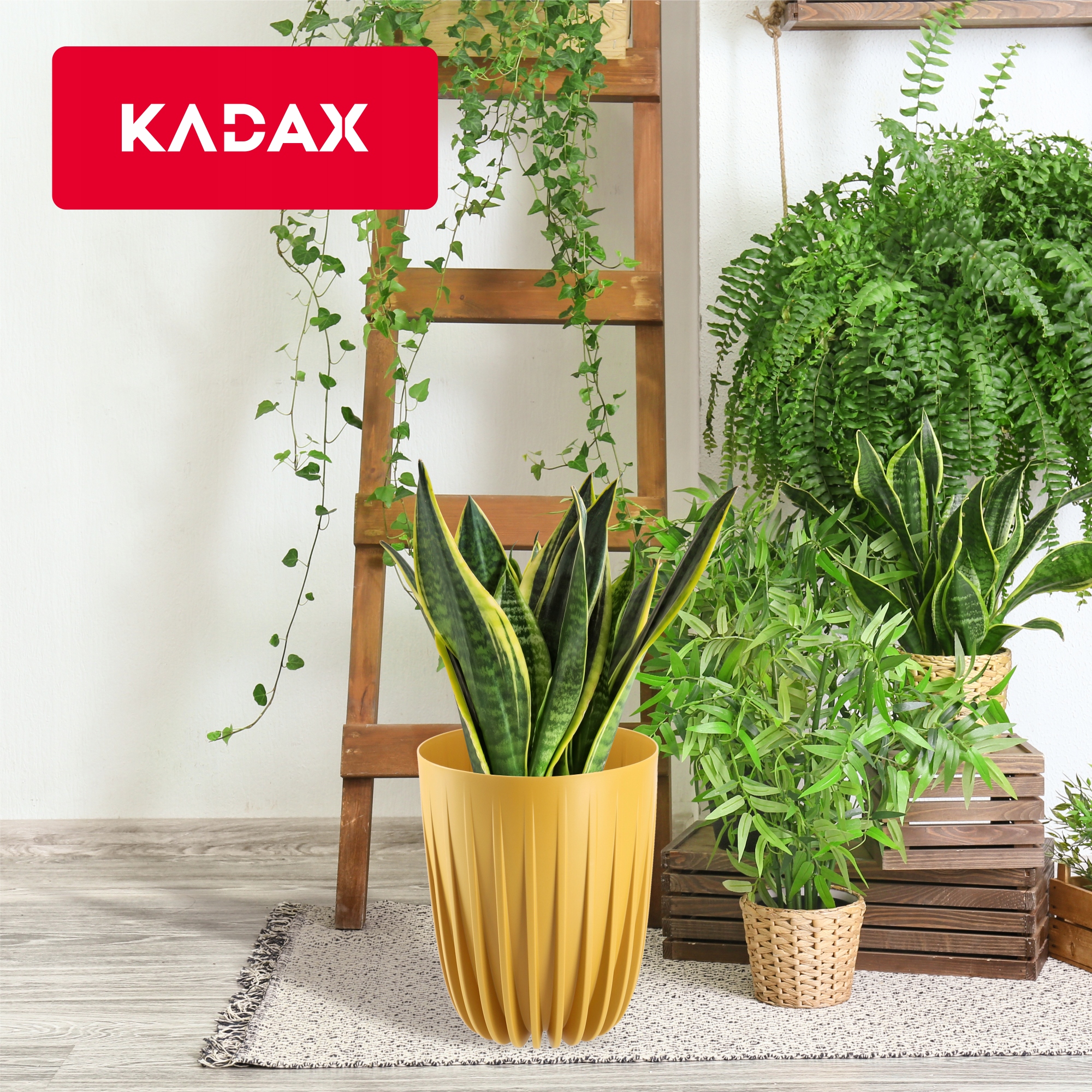 Eko doniczka z wkładem Costa 30 cm, musztardowa