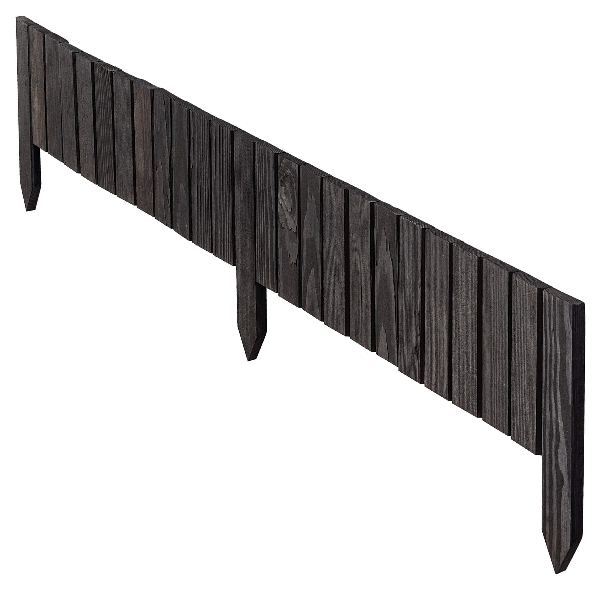Płotek drewniany rollborder Ansjo obrzeże 115 x 15 cm antracyt