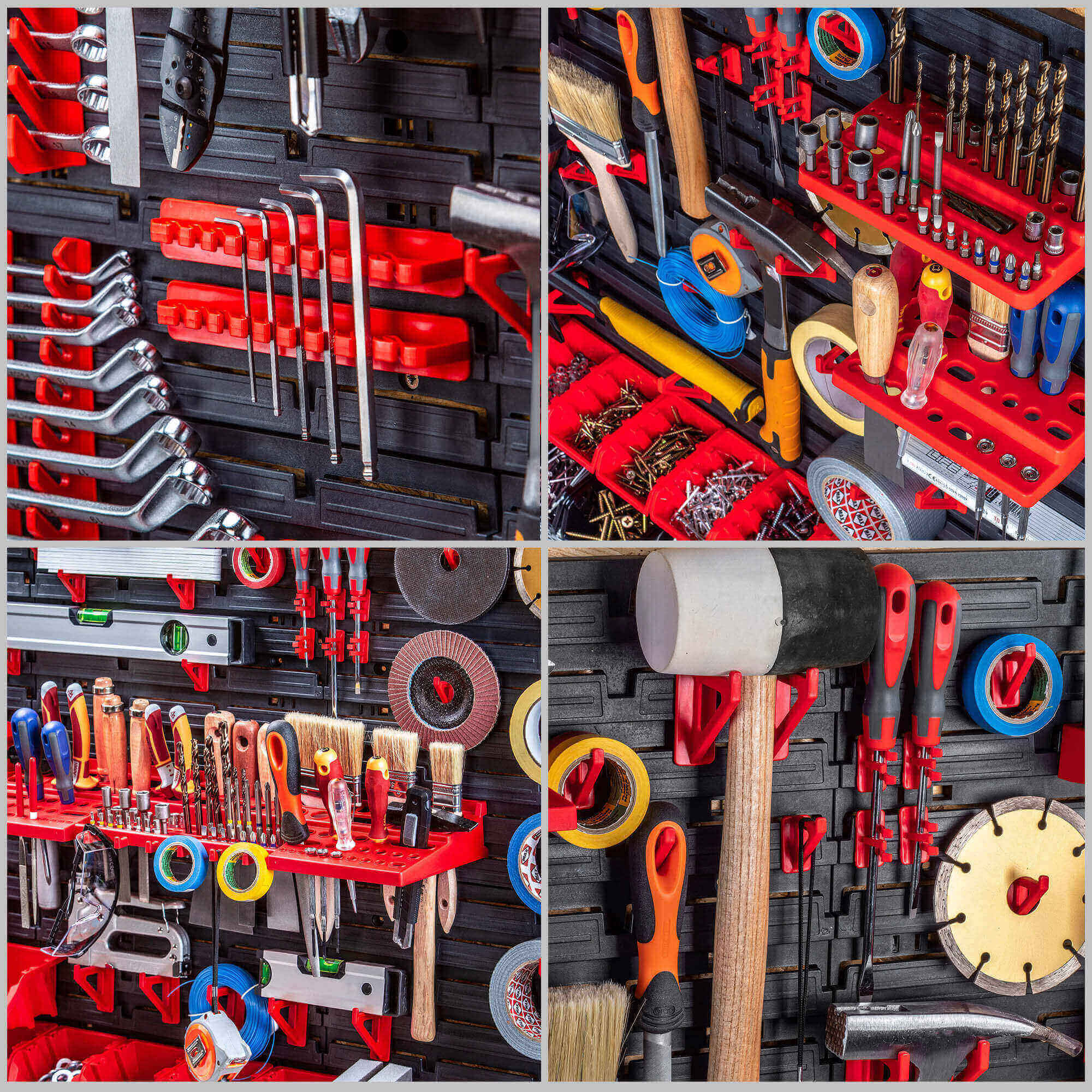 Tablica warsztatowa Lokke 121 elementów 174 x 78 cm, czerwona