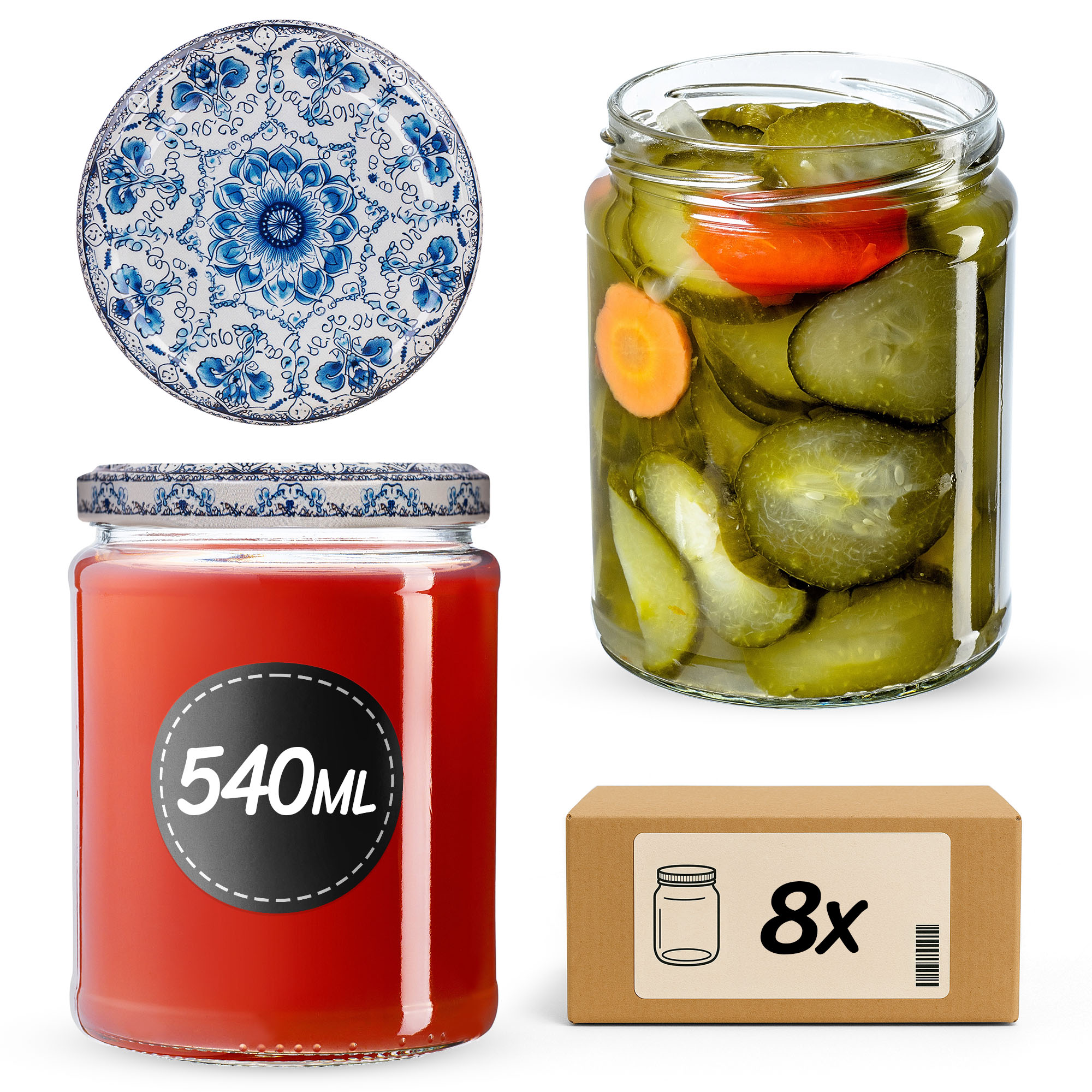 Słoiki na przetwory Maki 540ml fi82mm 8szt + wieczko Ceramics 2