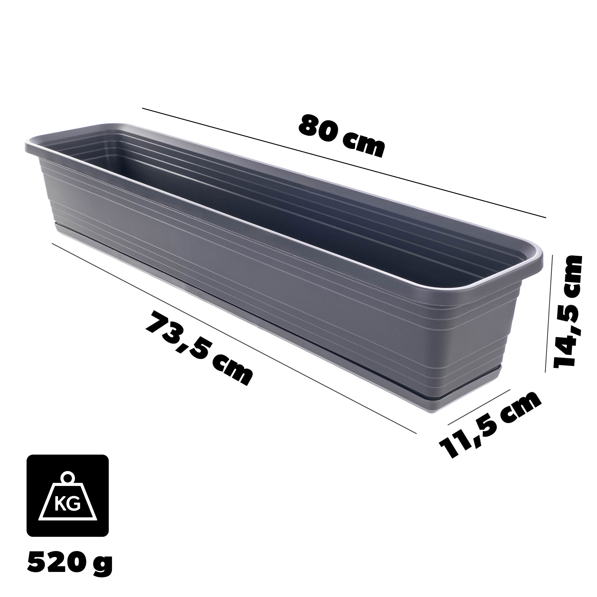 Skrzynka balkonowa z podstawką Paulin 80cm antracyt