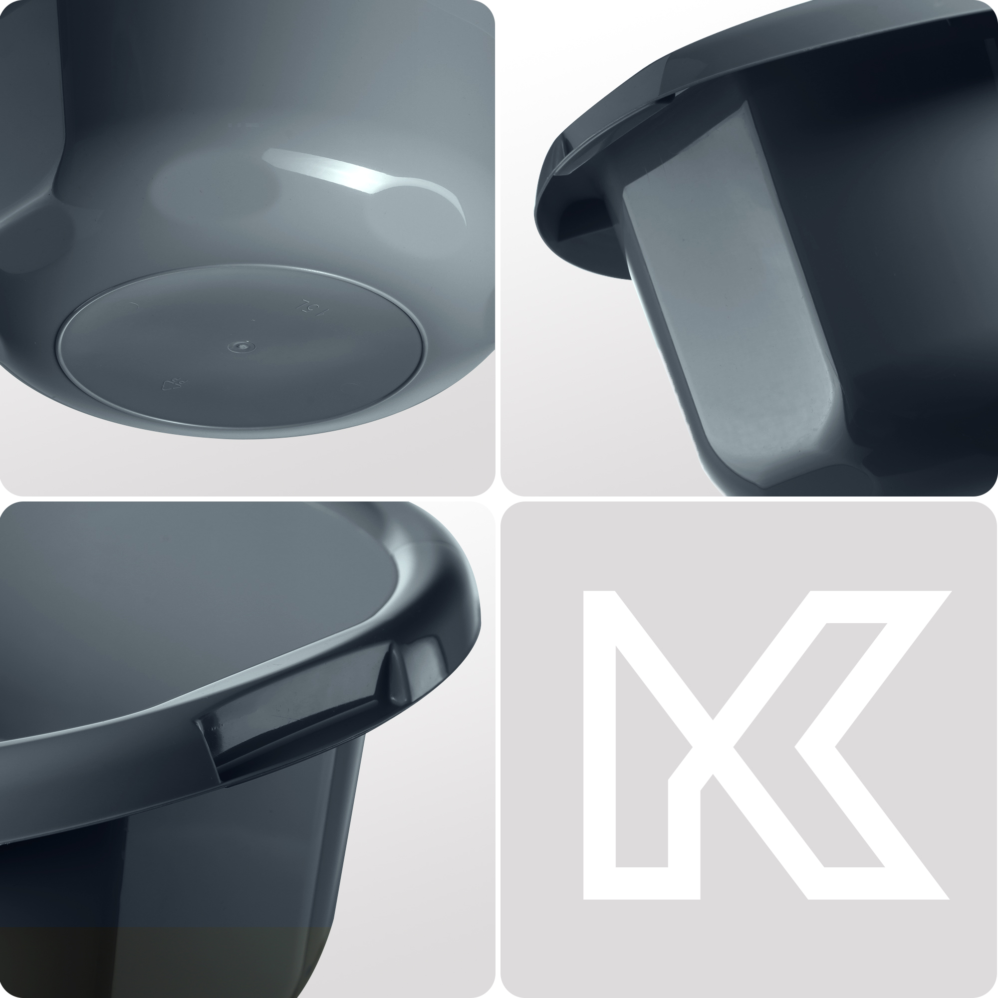 Miska łazienkowa z uszami Lari 15L ciemny szary